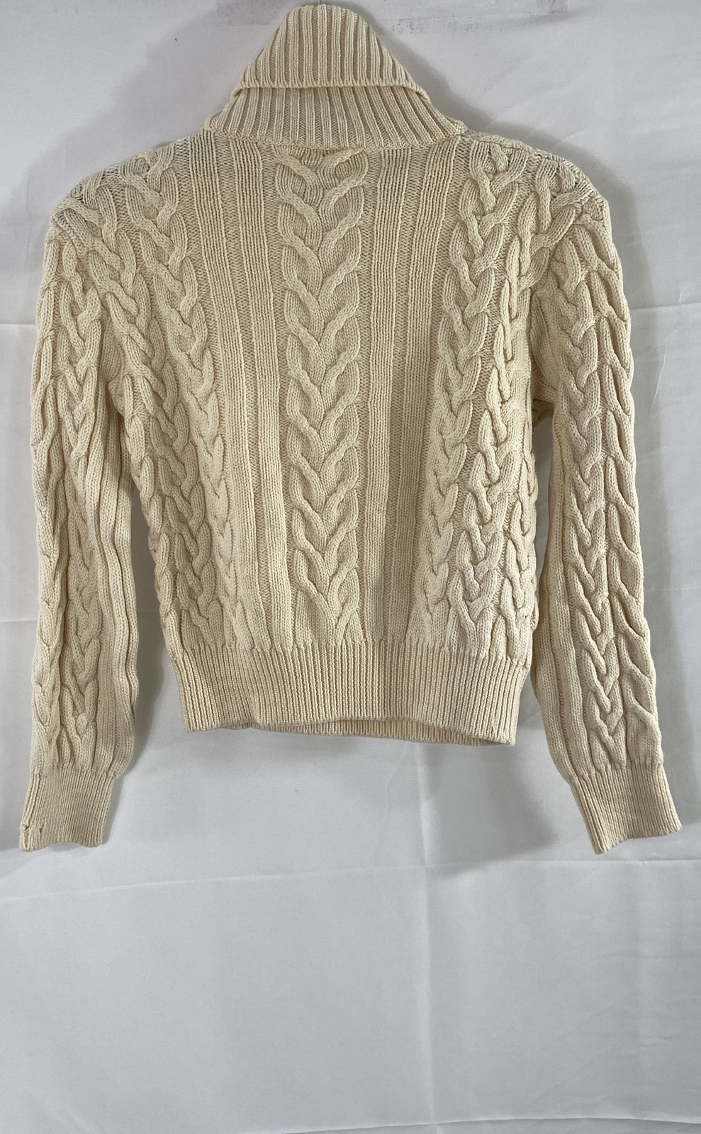 Vintage 90s Gianni Versace Couture Women’s Cream Cable Knit Turtleneck Sweater