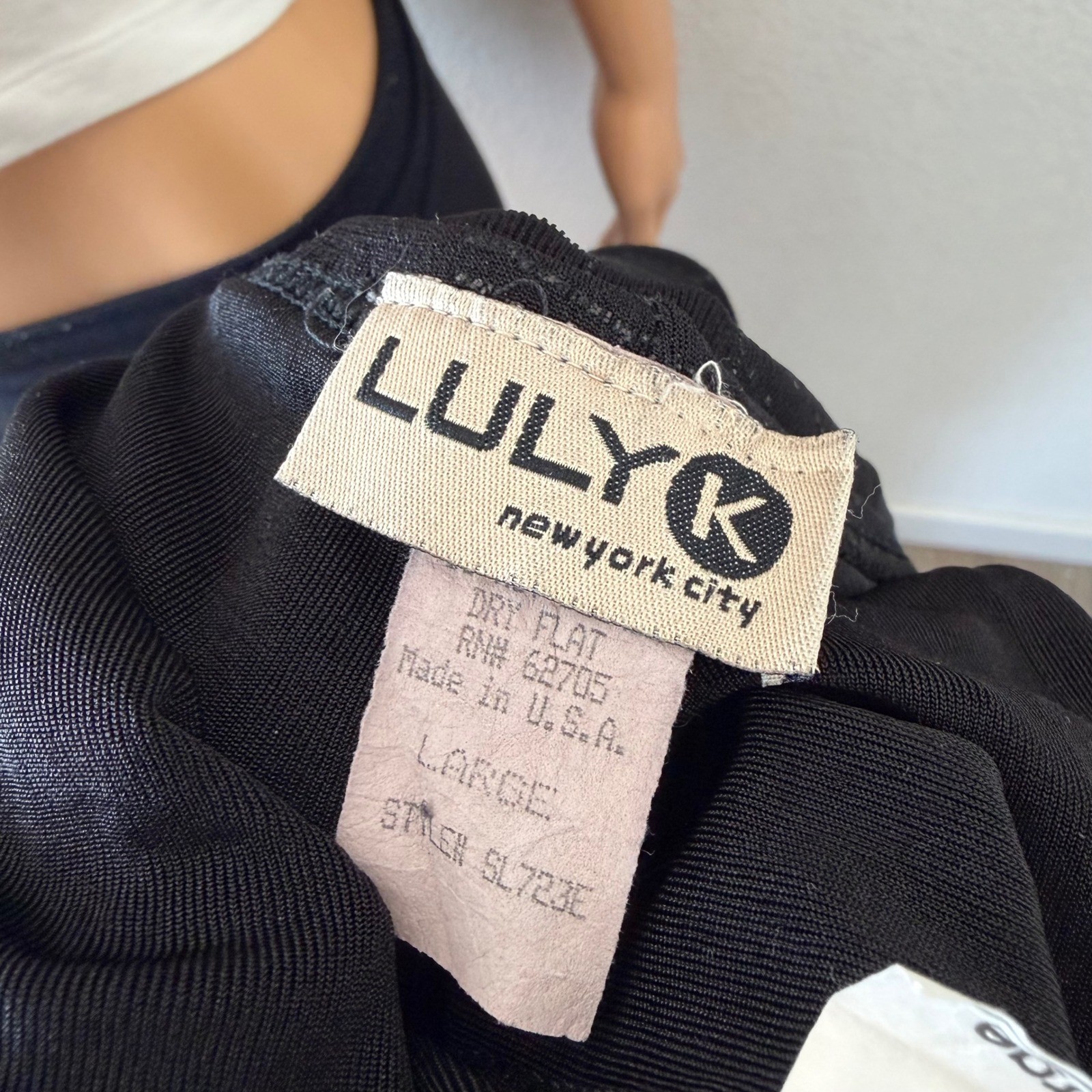 Luly K Maxi Dress Women LG Black Vintage 90s Y2K Halter Open Back Glitter Prom