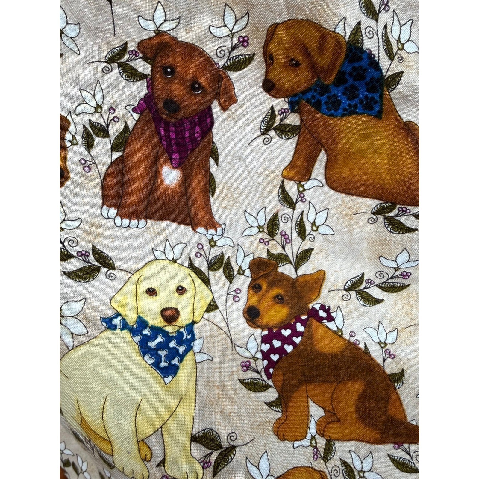 DOGS! Sz L PTP 22″ Maggie Sweet Button-Up Short Sleeve 100% Cotton Made in USA