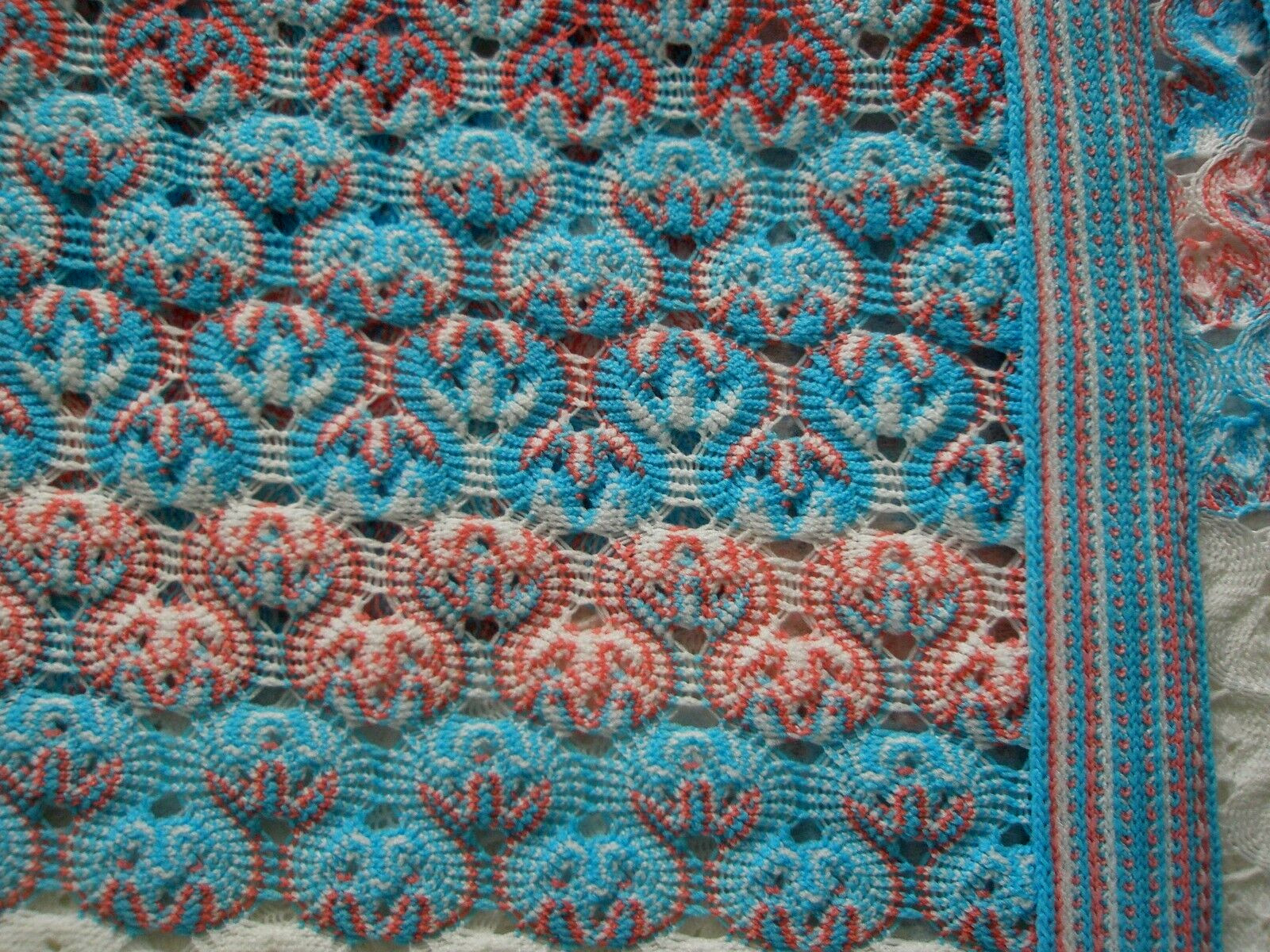 Vtg Cardigan & Vest Crochet Lace White Pink Blue Grannycore Mid Century