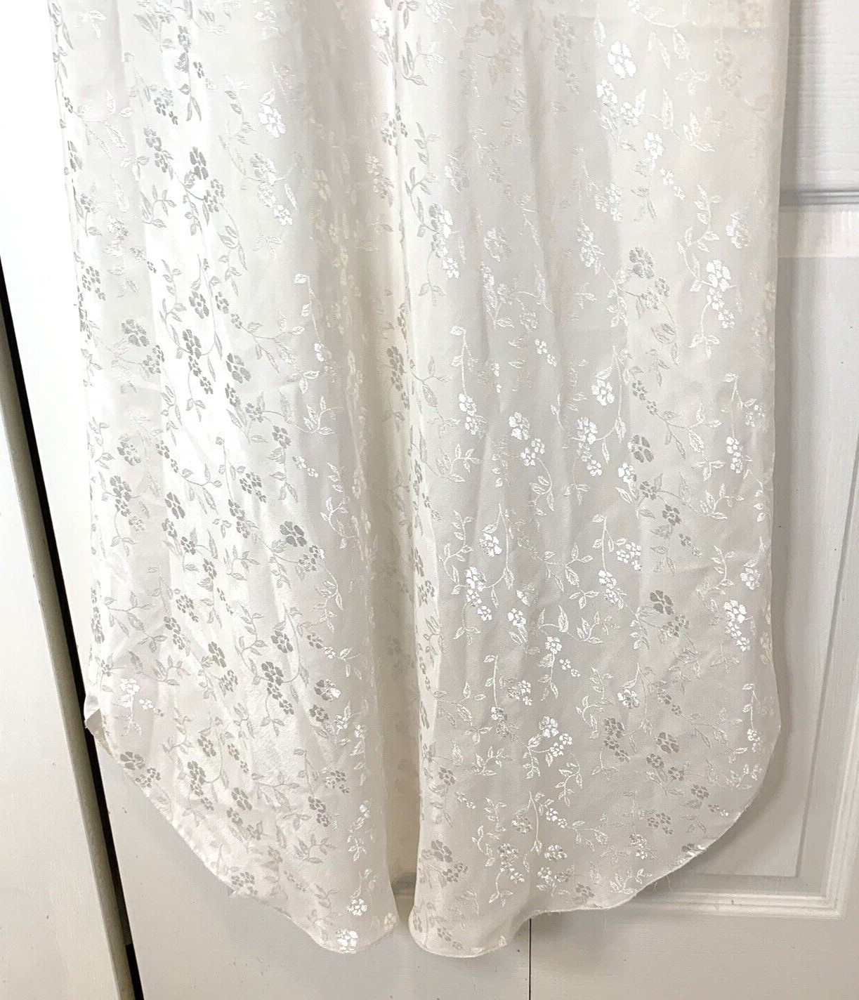 VTG Intimate Style Silky Satiny Nightgown White Floral Lace Maxi Large Y2K 90s