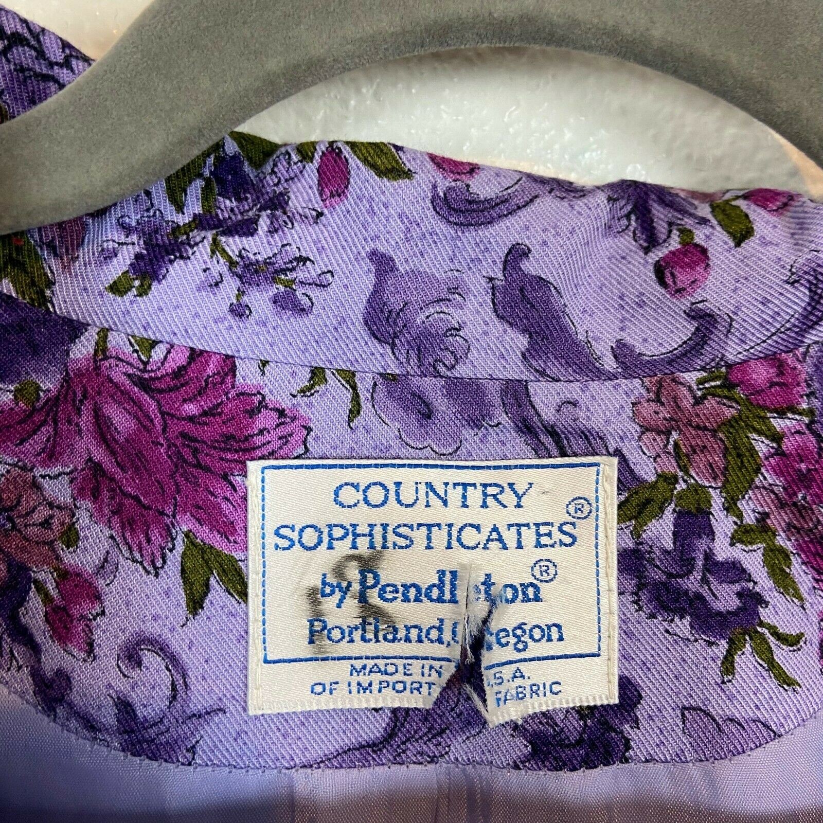Pendleton Blazer Women Size 18 W Country Sophisticates Floral Purple VTG Library