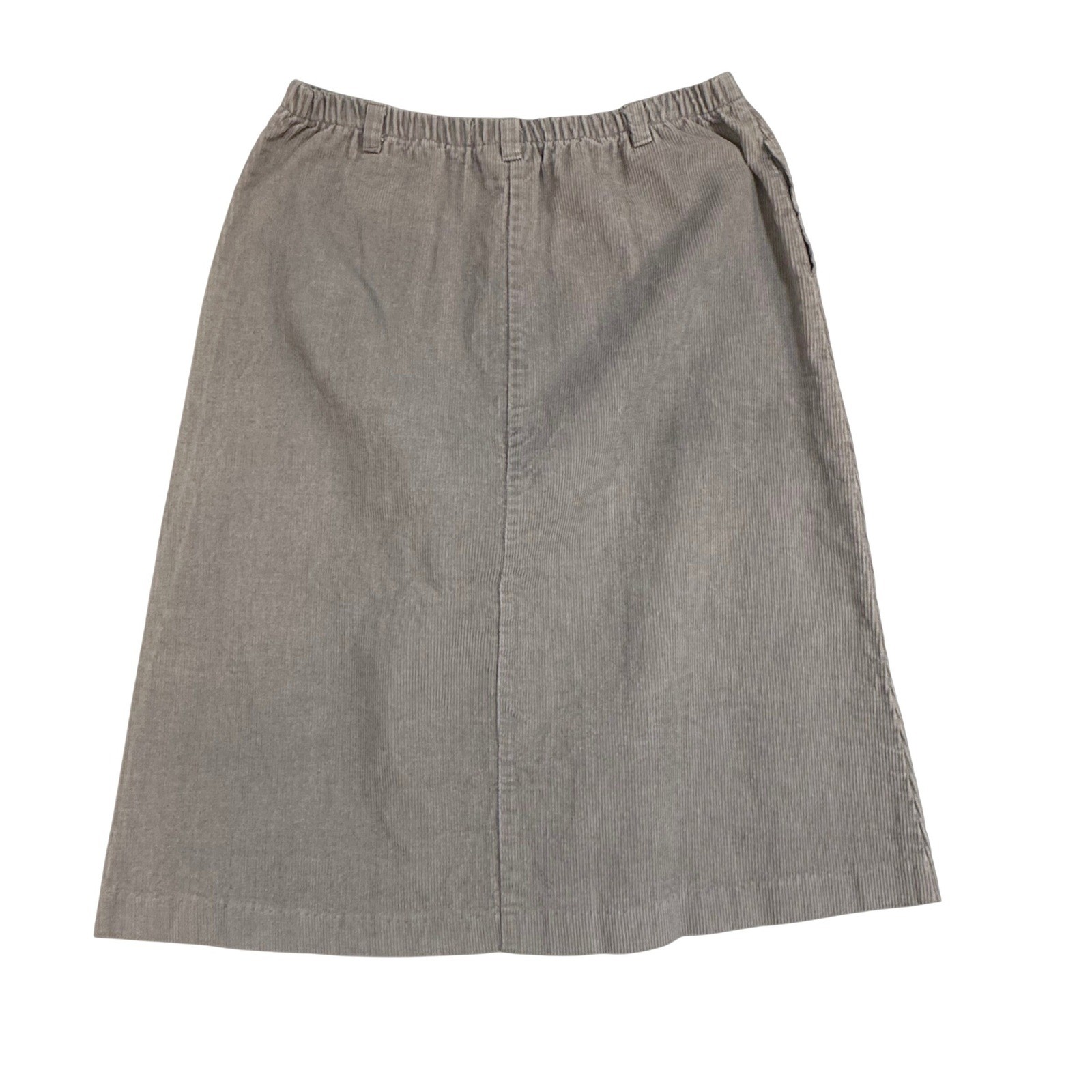 California Vintage Gray Corduroy Midi Skirt Elastic Waist Cotton Plus Size 14