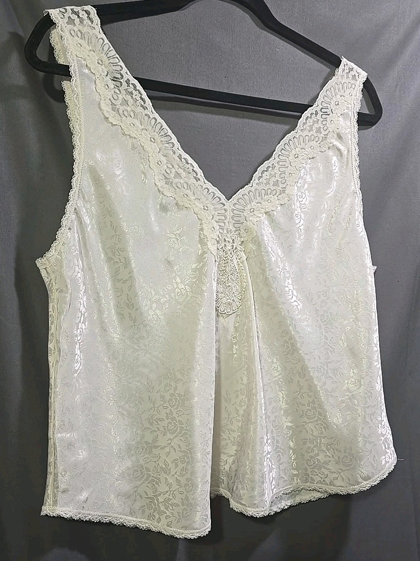 Camisole Tank Top Cami Slippery Smooth White SATIN Bust 42″ Lucy Ann II
