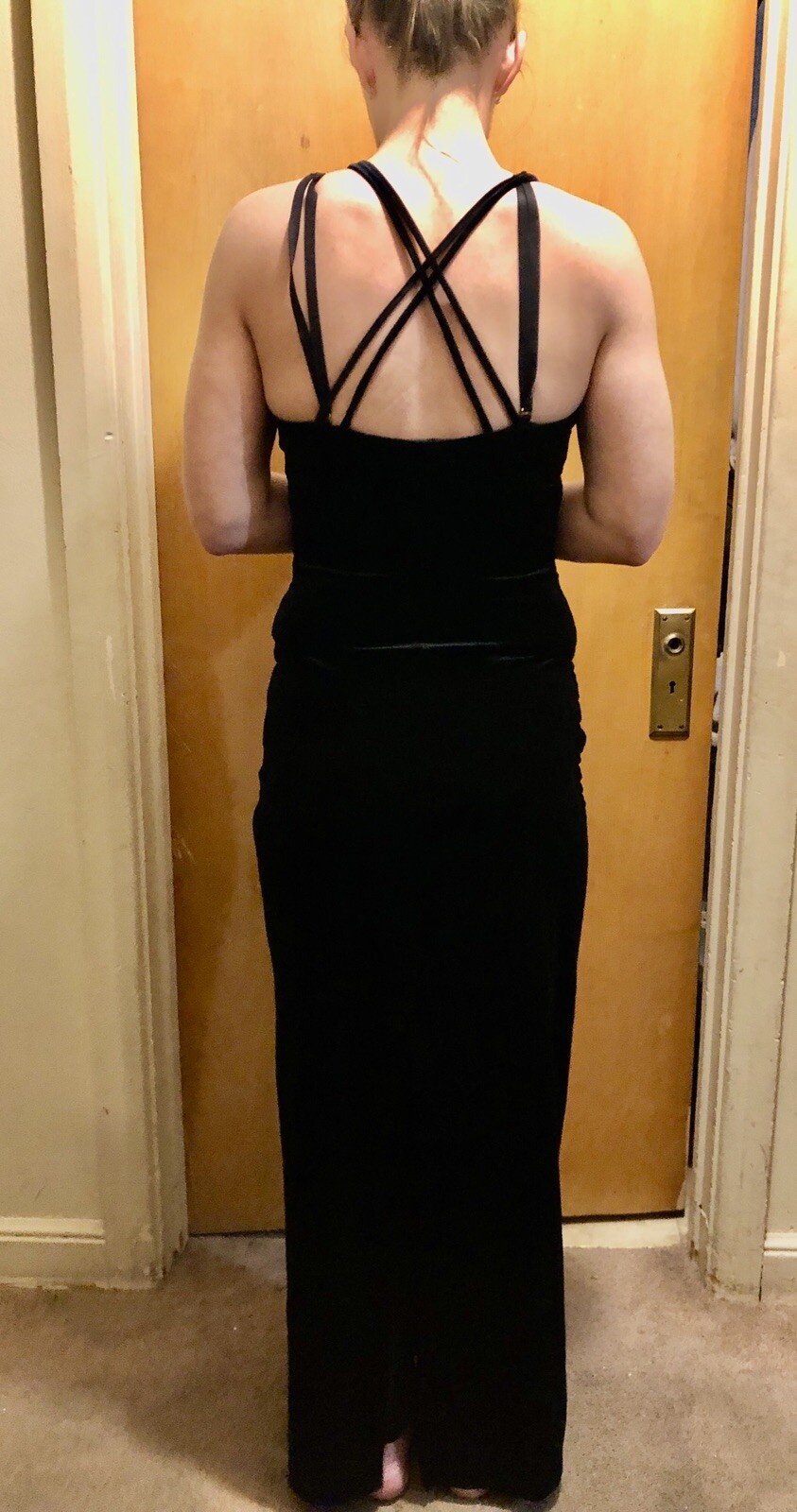 Sz 7/8 Vintage Y2K 1990s Style Maurice’s Black Velvet Halter Dress w Glitter