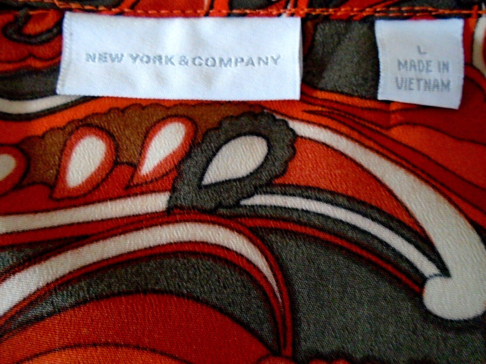 NEW YORK & COMPANY Multi Color Polyester 3/4 Long Sleeve Elegant Blouse Size L!
