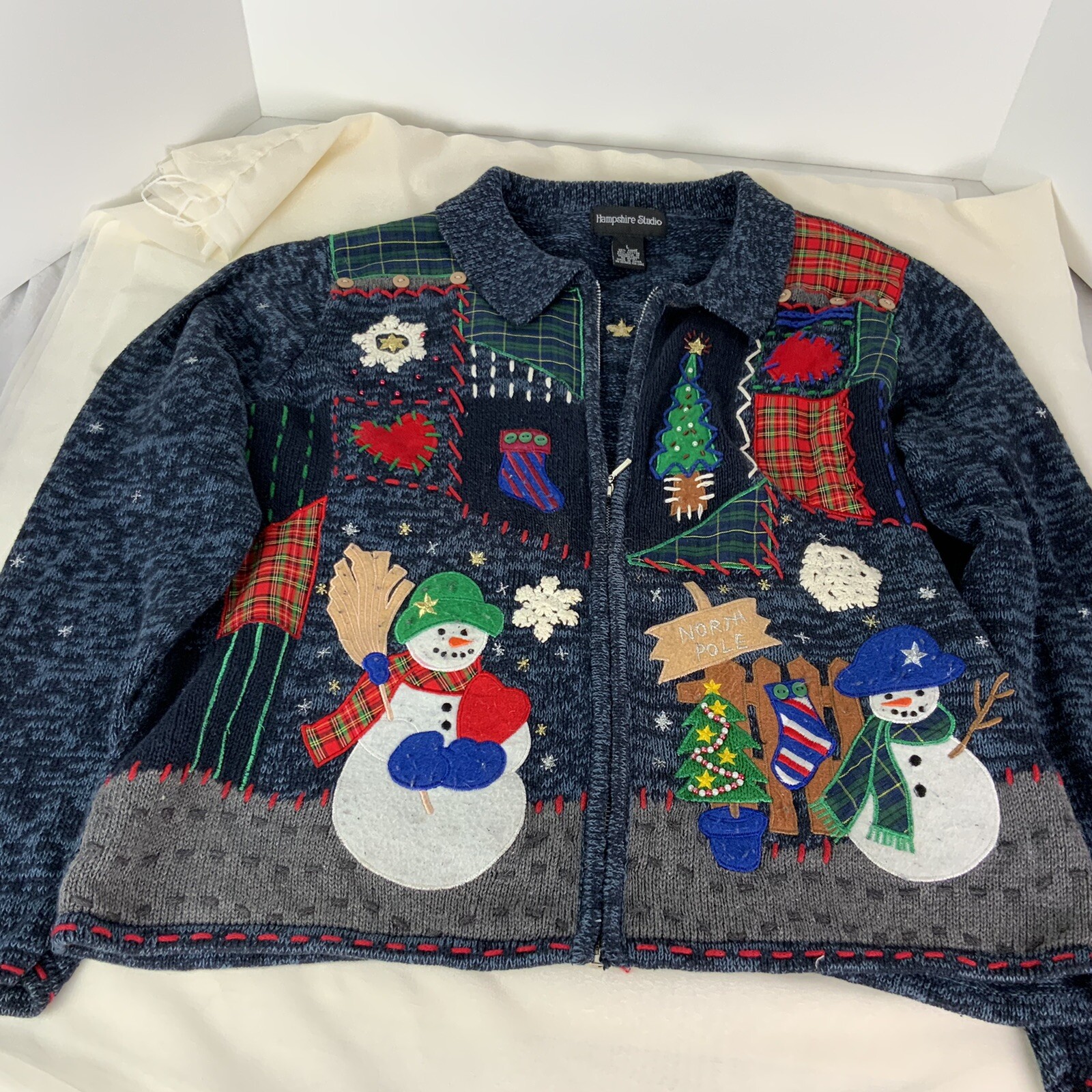 Hampshire Studio Holiday Vintage Cardigan “Ugly” Sweater Women’s X Large