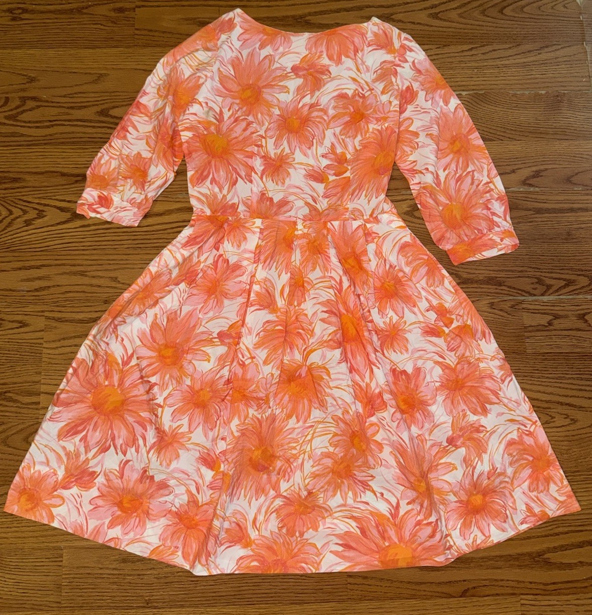 Vintage 60s 70s Marta D Floral Midi Pink Womens Hippie Hawaiian Size S