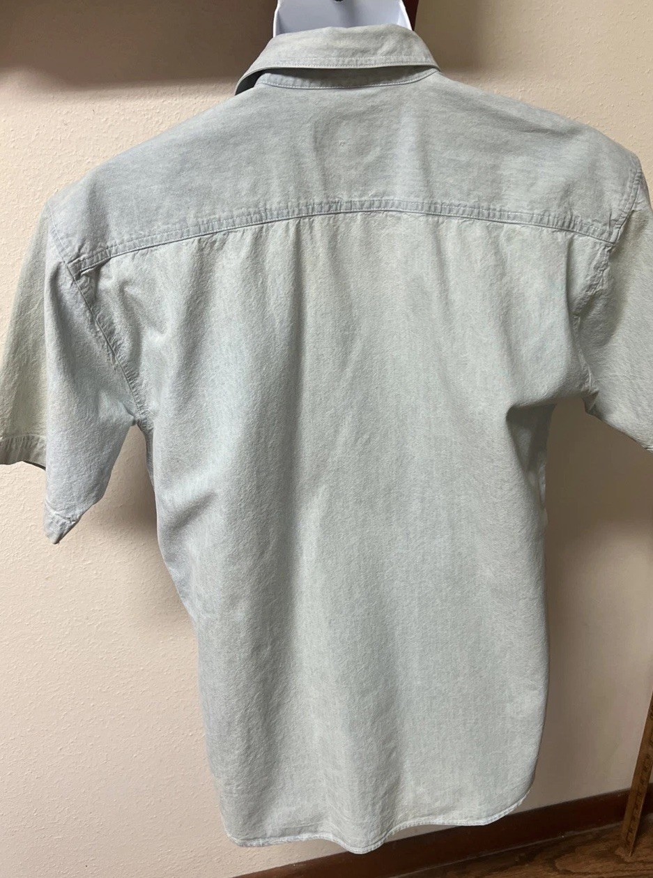 Vtg 1990 Sunbelt Sportswear Chambray Blouse Shirt Applique Gardening Boho Sz M