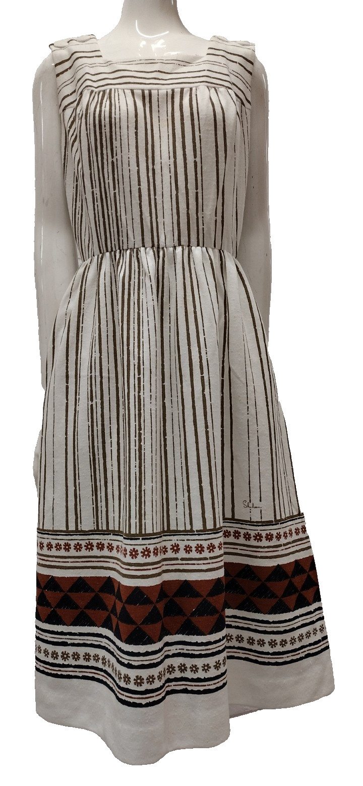1960s Alfred Shaheen Spring Dress Tiki Style S/M MID CENTURY MODERN Print