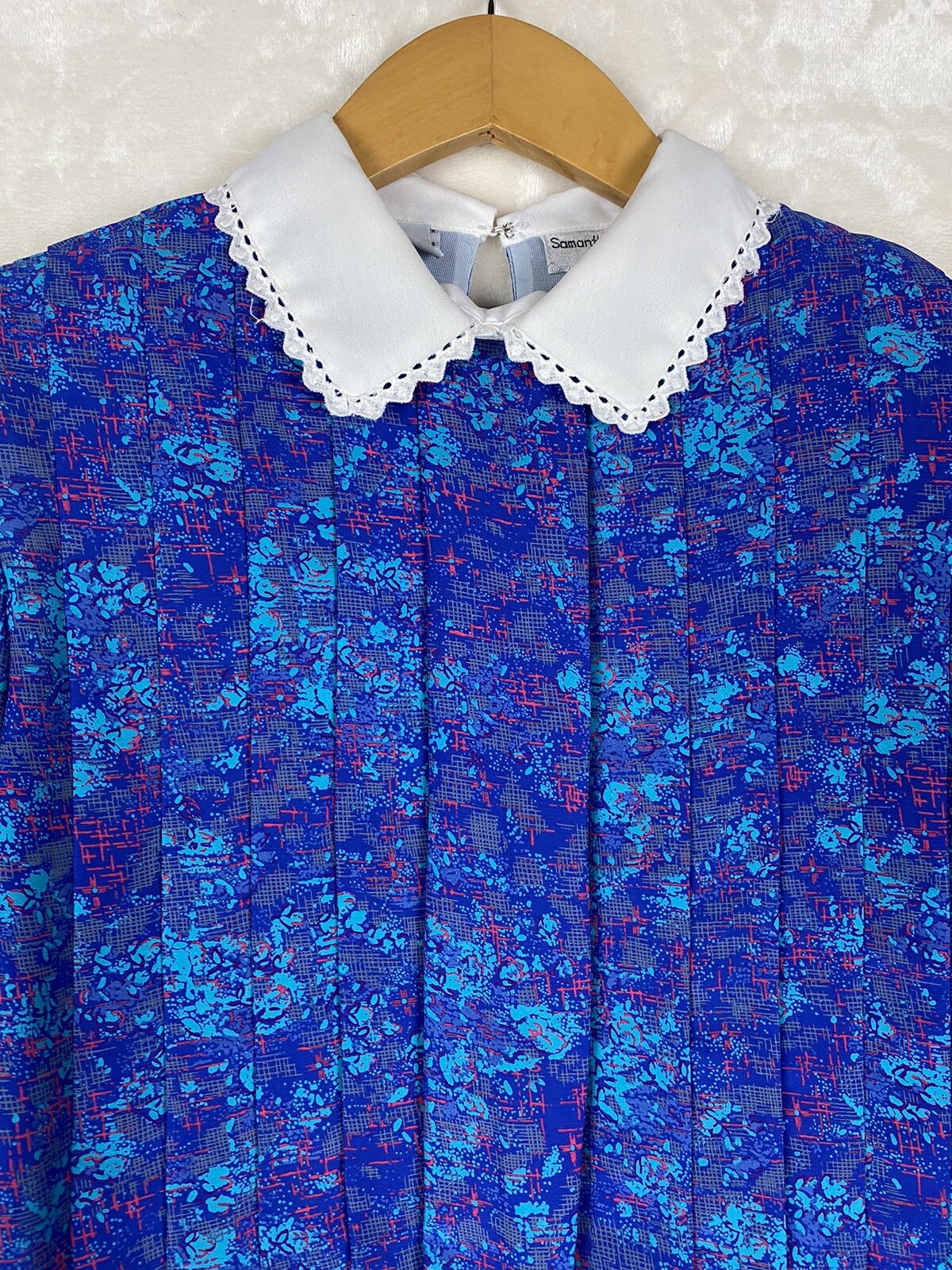 VTG 80s Samantha Stevens Dress Womens 8 Floral Pleated Grannycore Cottagecore