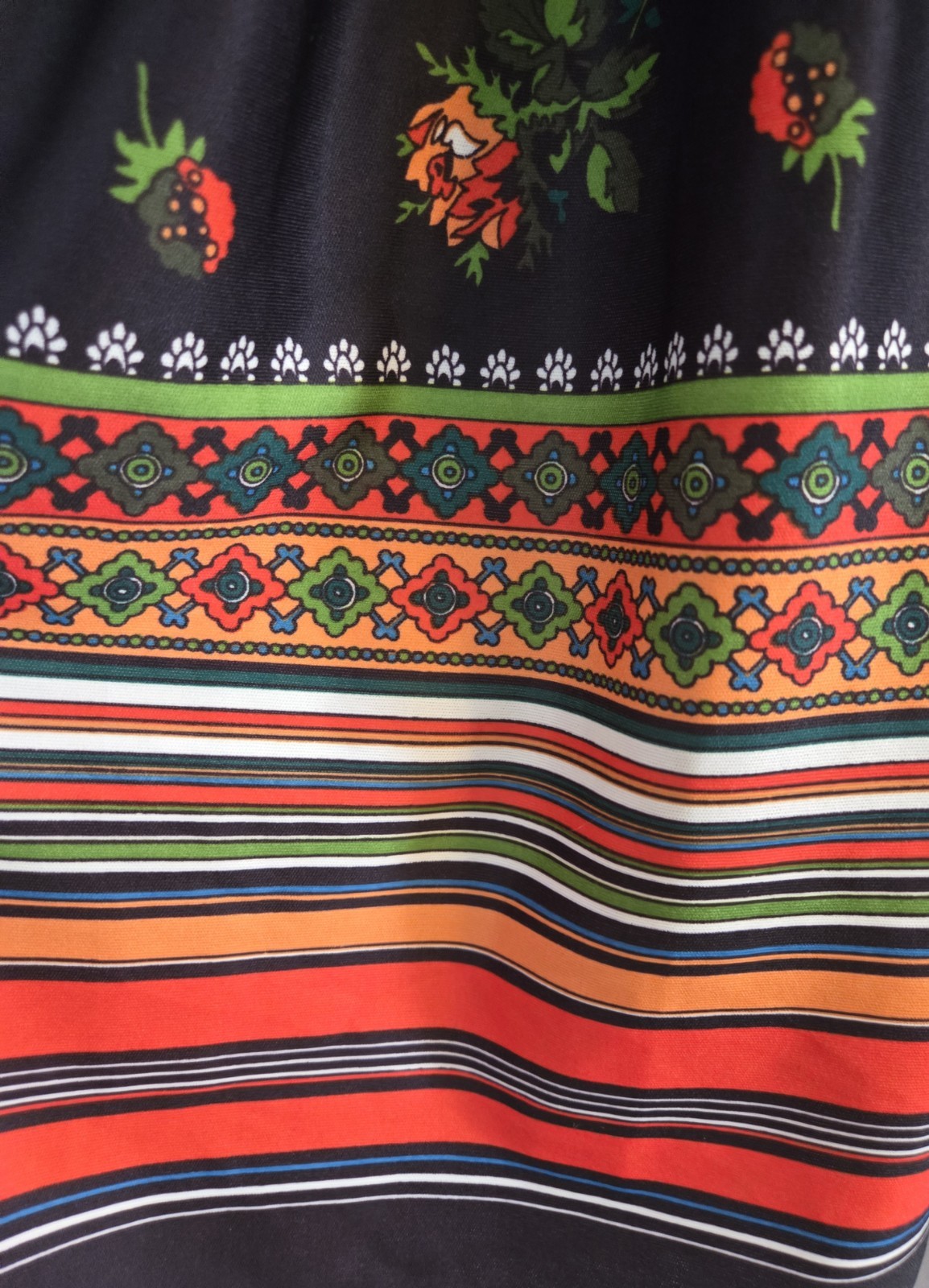 Vintage Sears The Fashion Place Sleveless Maxi Dress Womens Size M Black Orange
