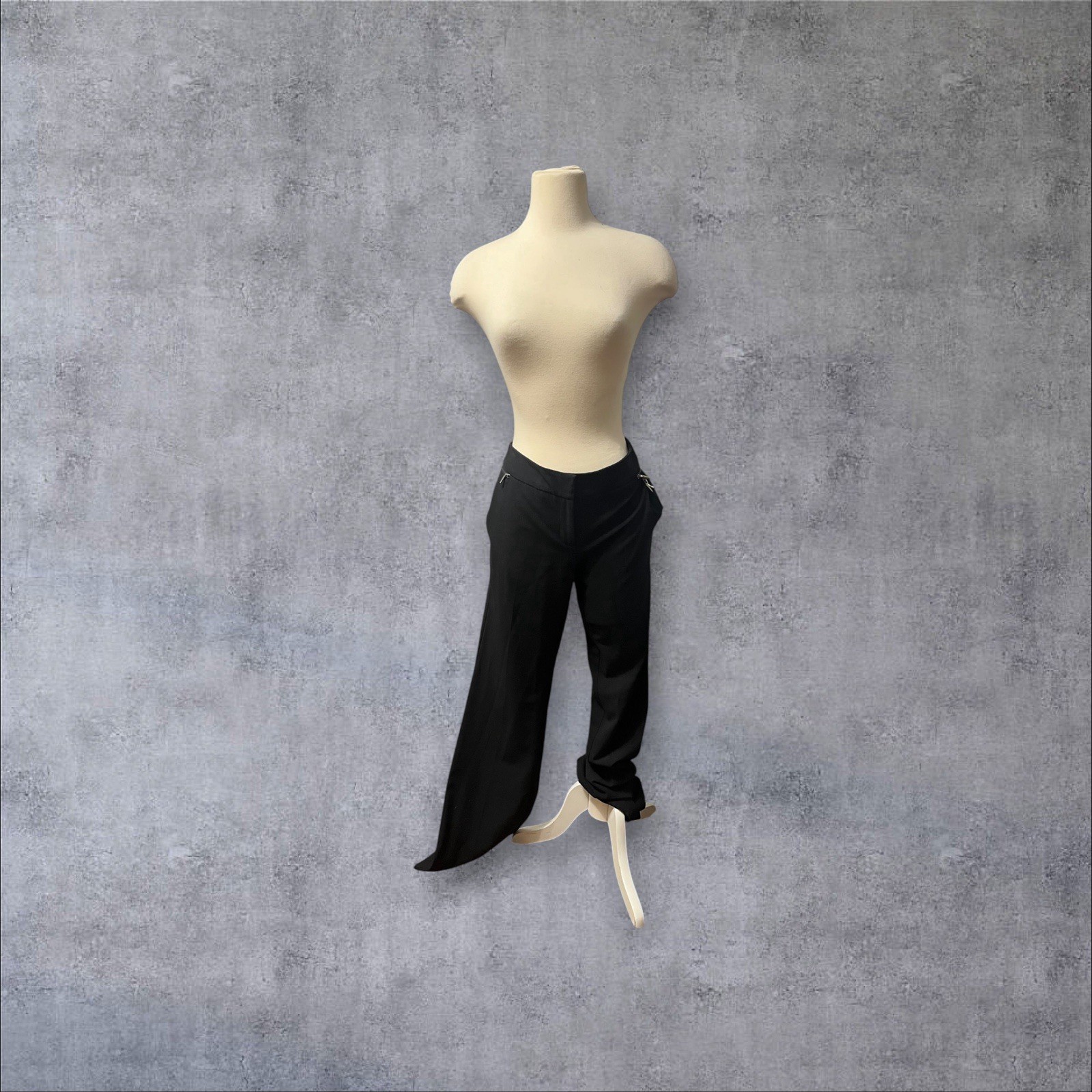 VNTG y2k Statement Zipper 7th Avenue New York & Company Sz 6 Black Low Rise Pant