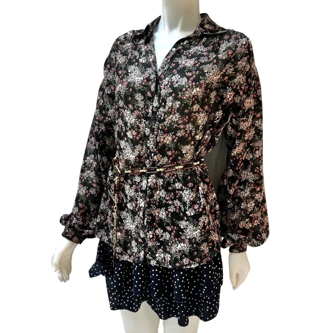 VTG 70s Givenchy for Chesa Floral Blouse 10 Office Siren Dark Fairy French Girl