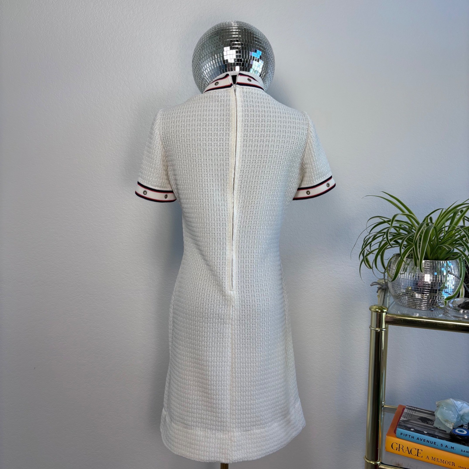 Vintage 60s Tannel Knits Trevira Era Mod Shift Dress | White, Small ILGWU TWA