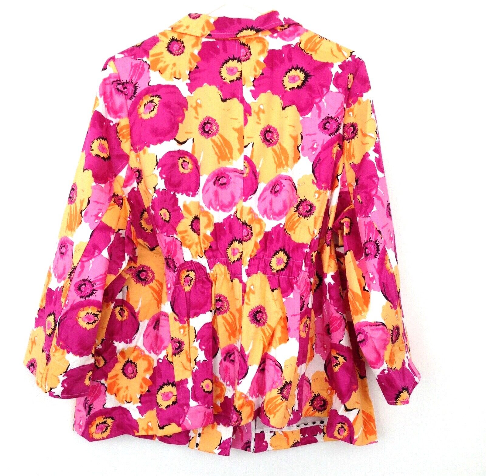 Vtg JOAN RIVERS Blazer Plus Size 26W Button Jacket Big Florals Pink Orange NEW
