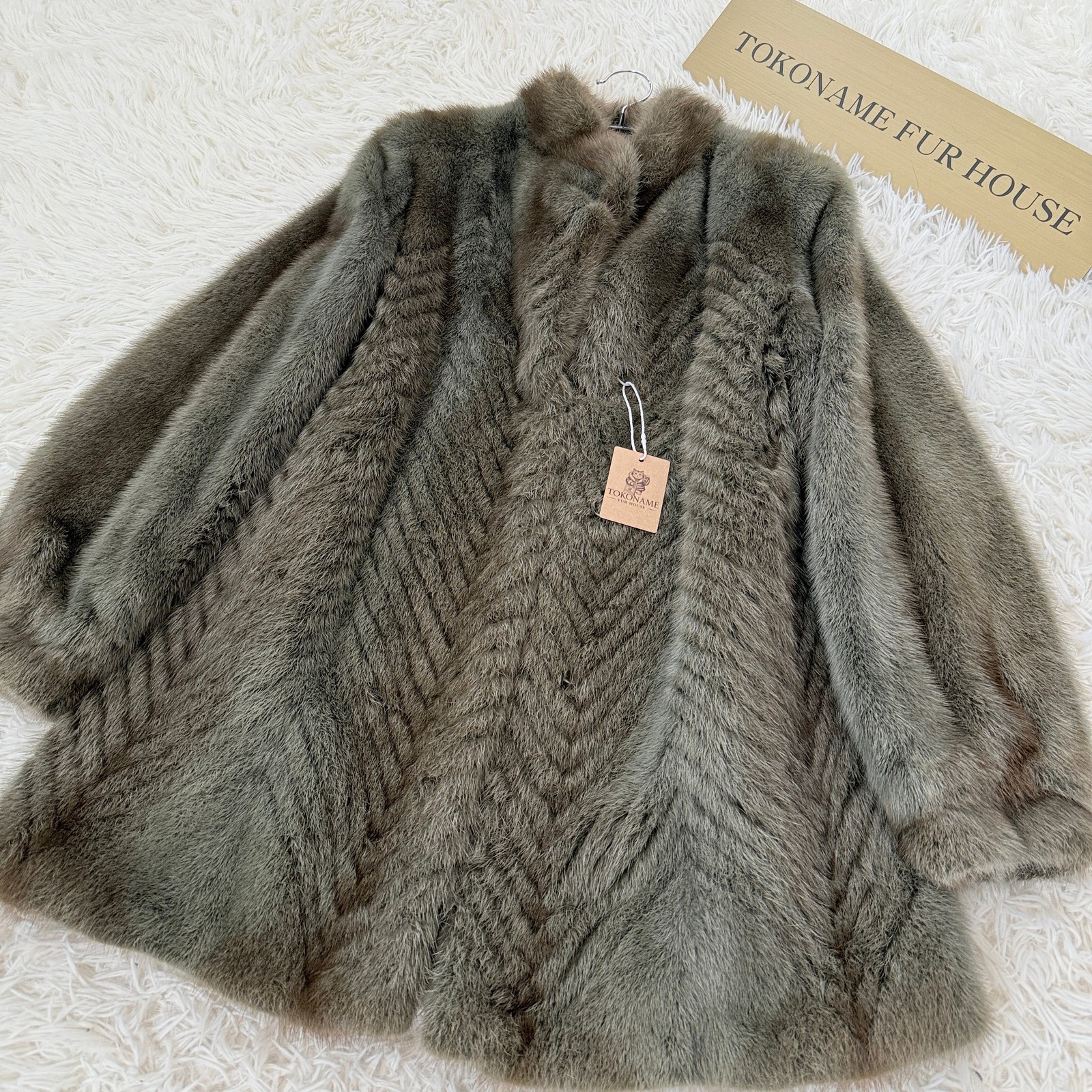 Mink Ash Green Dyed Coat Vintage Fur Japan