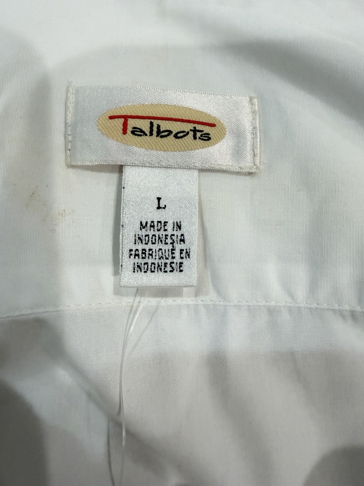 Talbots Vintage White Collared 3/4 Length Sleeve Button Closure Size L