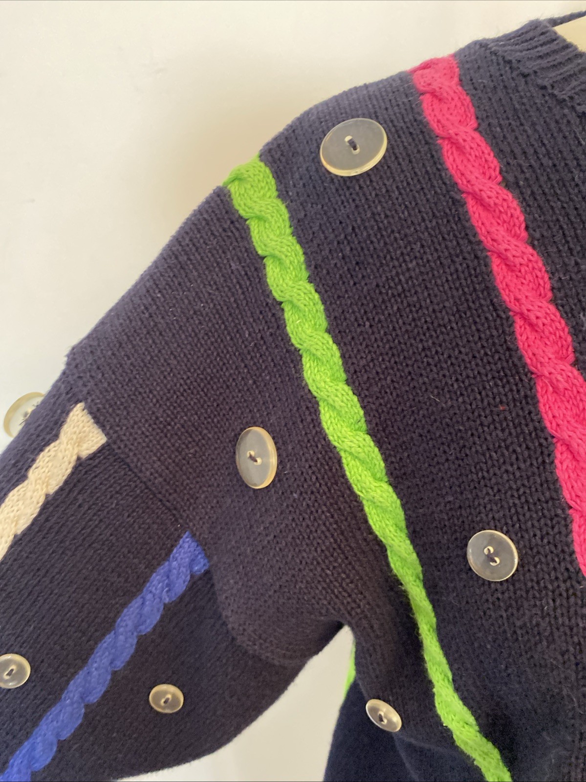 VTG Chaus Cotton/Ramie Rainbow Stripe Knit Sweater Top Large Made In Hong Kong