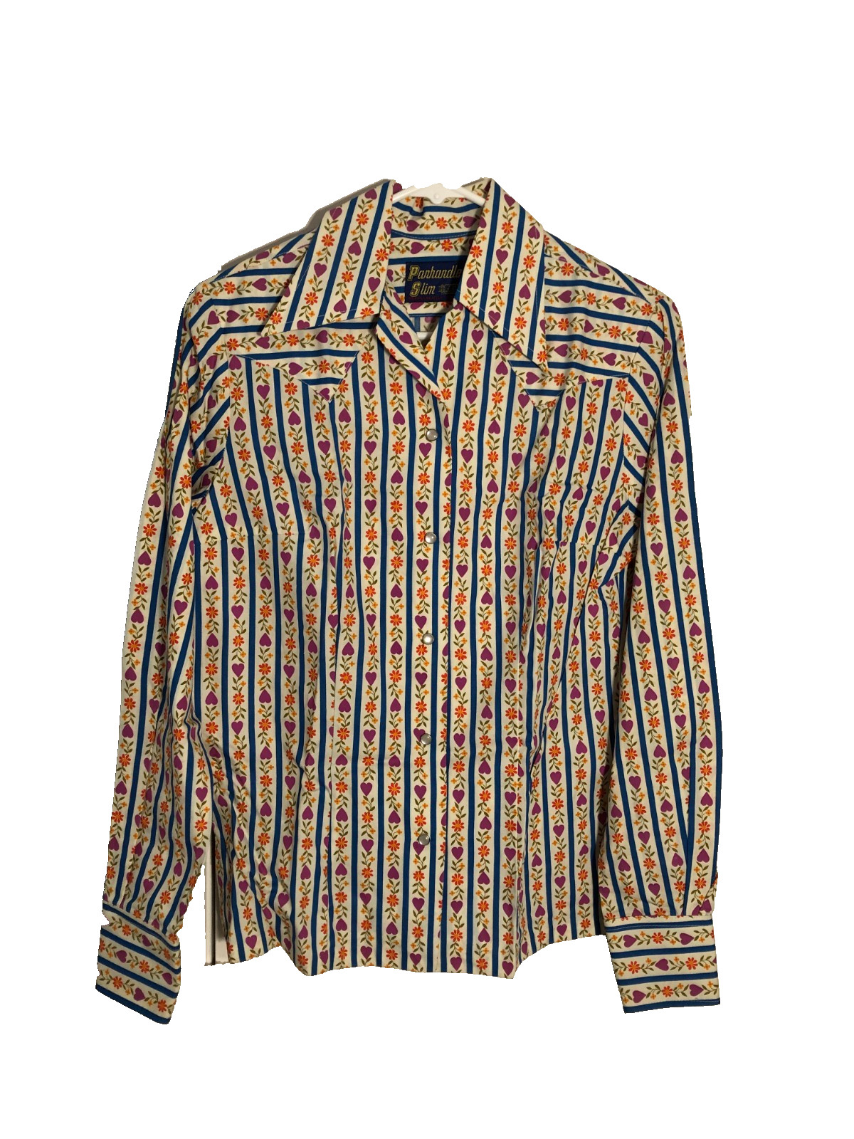 1970’s Panhandle Slim Womens Flower Heart Cowgirl Shirt Perma Press Sz 12