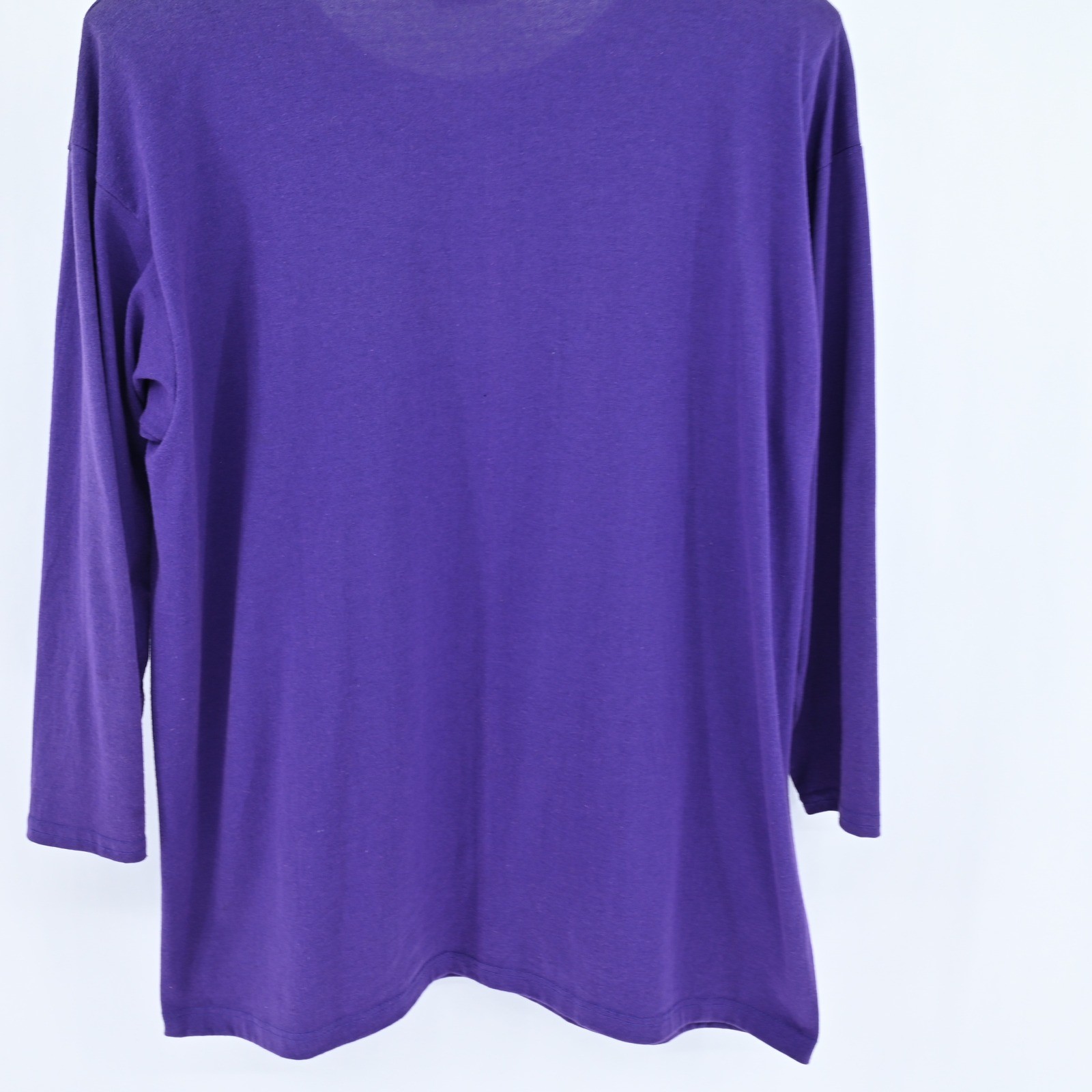 VTG Focus Puff Paint Hand Painted Floral Purple Shirt Womens One Size 90s USA
