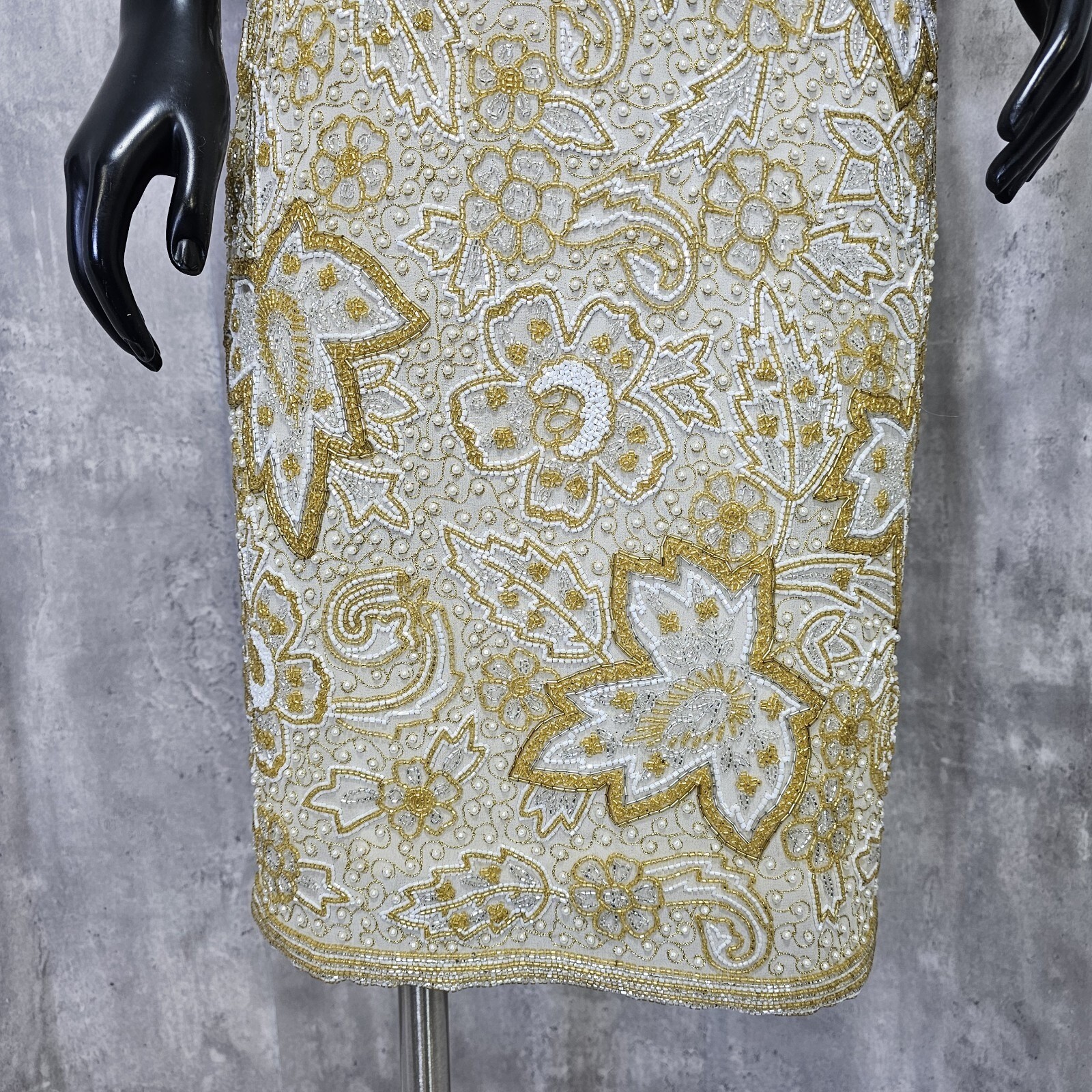 Vintage 80s Naheem Khan Riazee Nights CACHE Heavy Beaded Formal Cocktail Dress