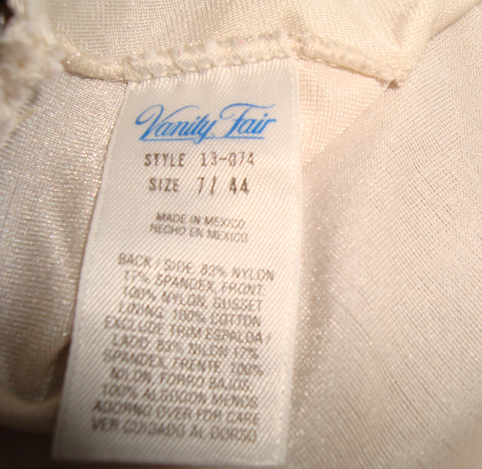 Vintage Vanity Fair 7 L White Satin & Lace Brief Style # 13-074