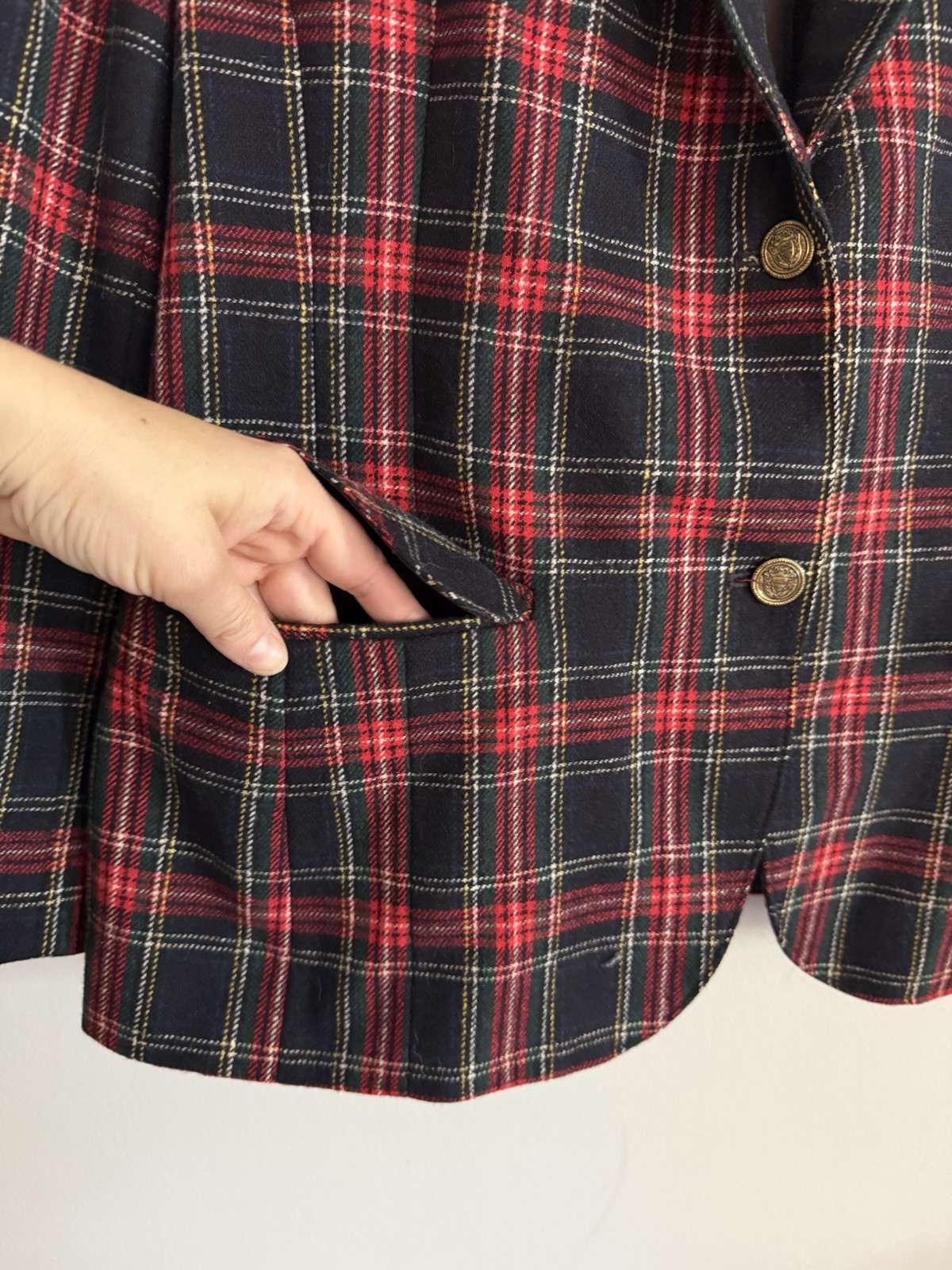 Pendleton Vintage Women’s Large Blazer Plaid 80s Red Green Classic Wool Jacket
