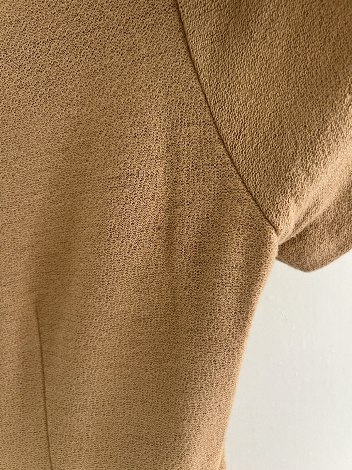 Vintage Lora Lenox Sculptured Charm Dress Tan Short Sleeve 1950s Zip Back