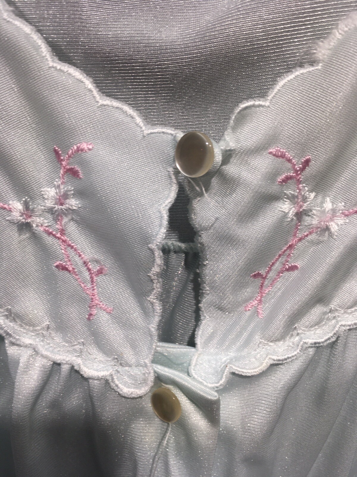 Komar Vintage Nylon Robe Pale Aqua M Medium Knee Length Button Front