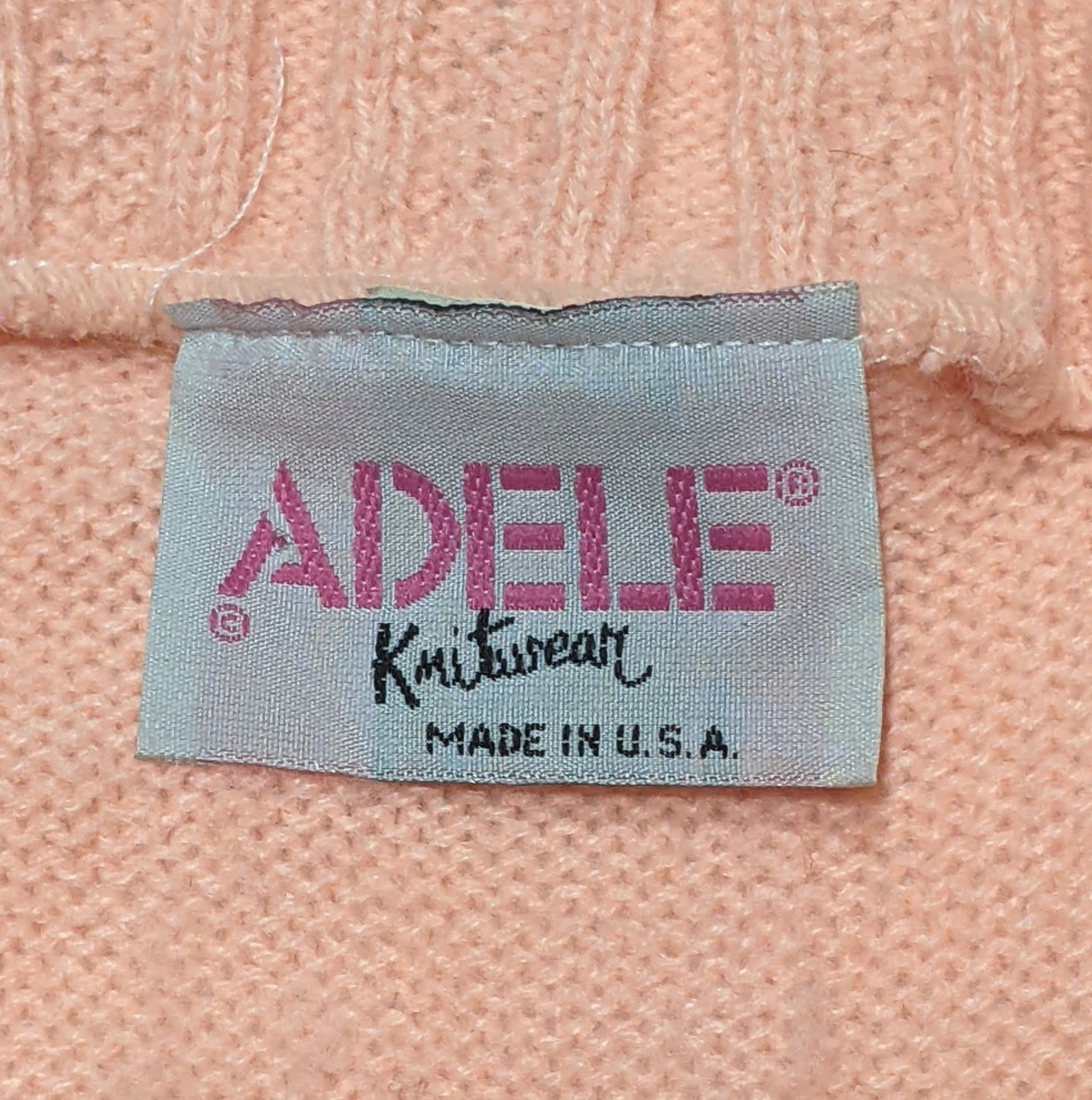 Vintage 1980s Peach Cap Sleeve Sweater Womens L Crew Neck Retro Mall Preppy USA