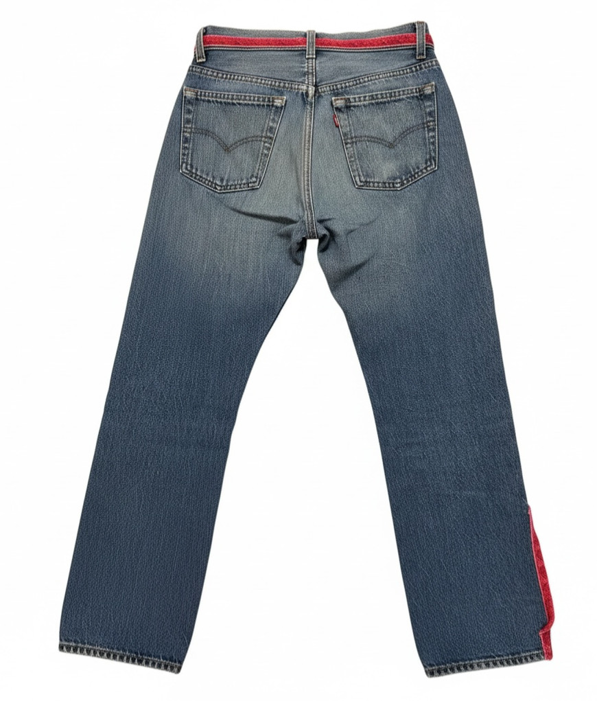 Vintage 1990’s Buzz 18 Embellished Levi’s 501 Jeans W30 28.5” Waist USA Pink