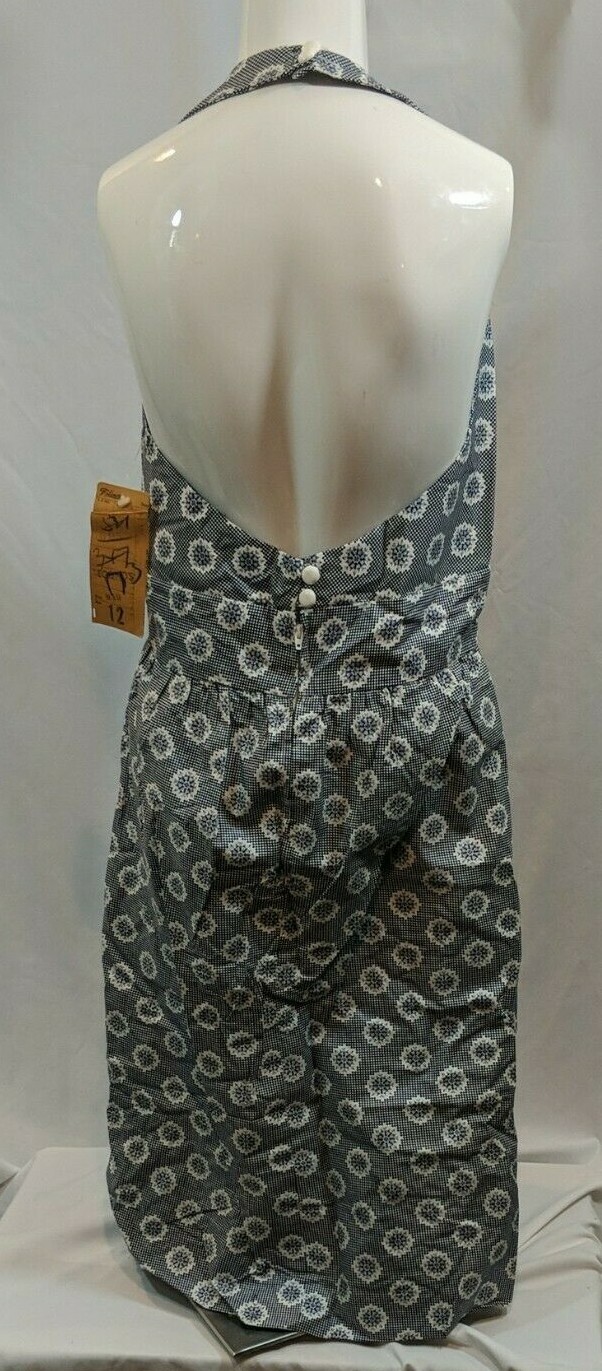 VTG Malbe Original Print Cotton Vintage 1990s Halter Neck Lined Sun Dress Sz 12