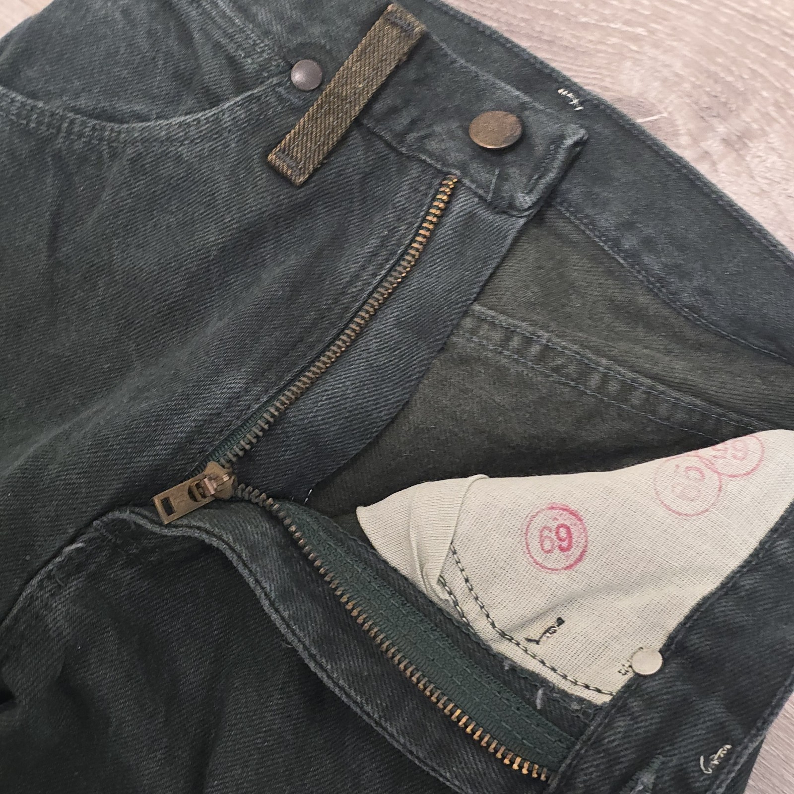 Vintage Wrangler Cowboy Cut 14MWZ Red Tag Jeans Women 0x34 Green USA Made NWT