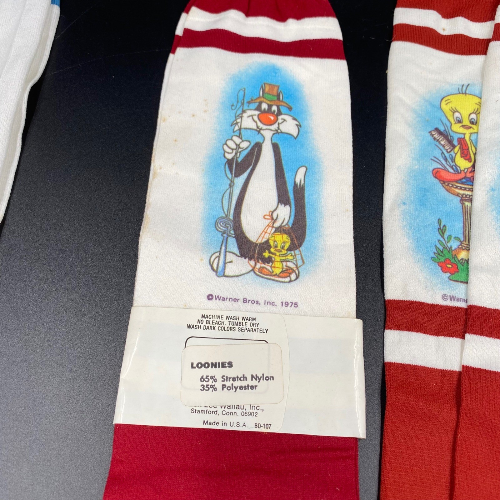 Bonnie Doon Looney Tunes Vintage 70s Knee High Socks Lot Bugs Tweety Woody 8-11