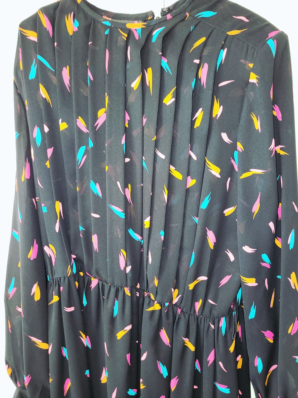 Henry Lee Green Vintage 80s Pleated Dress with Belt and Scarf Neck Tie Size 12