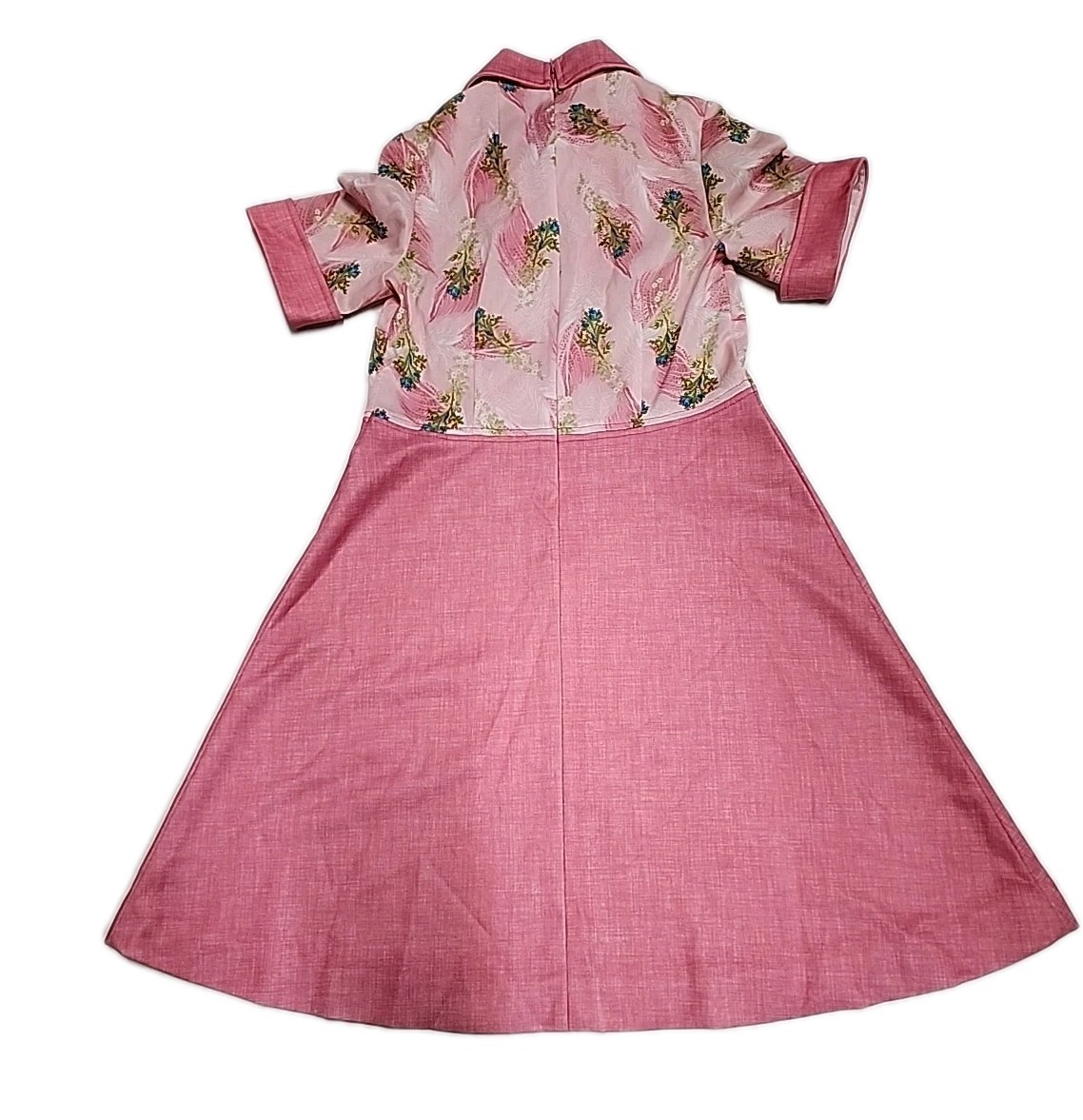 Vintage Custom Handmade 60-70s Pink Dress S/M Short Sleeve