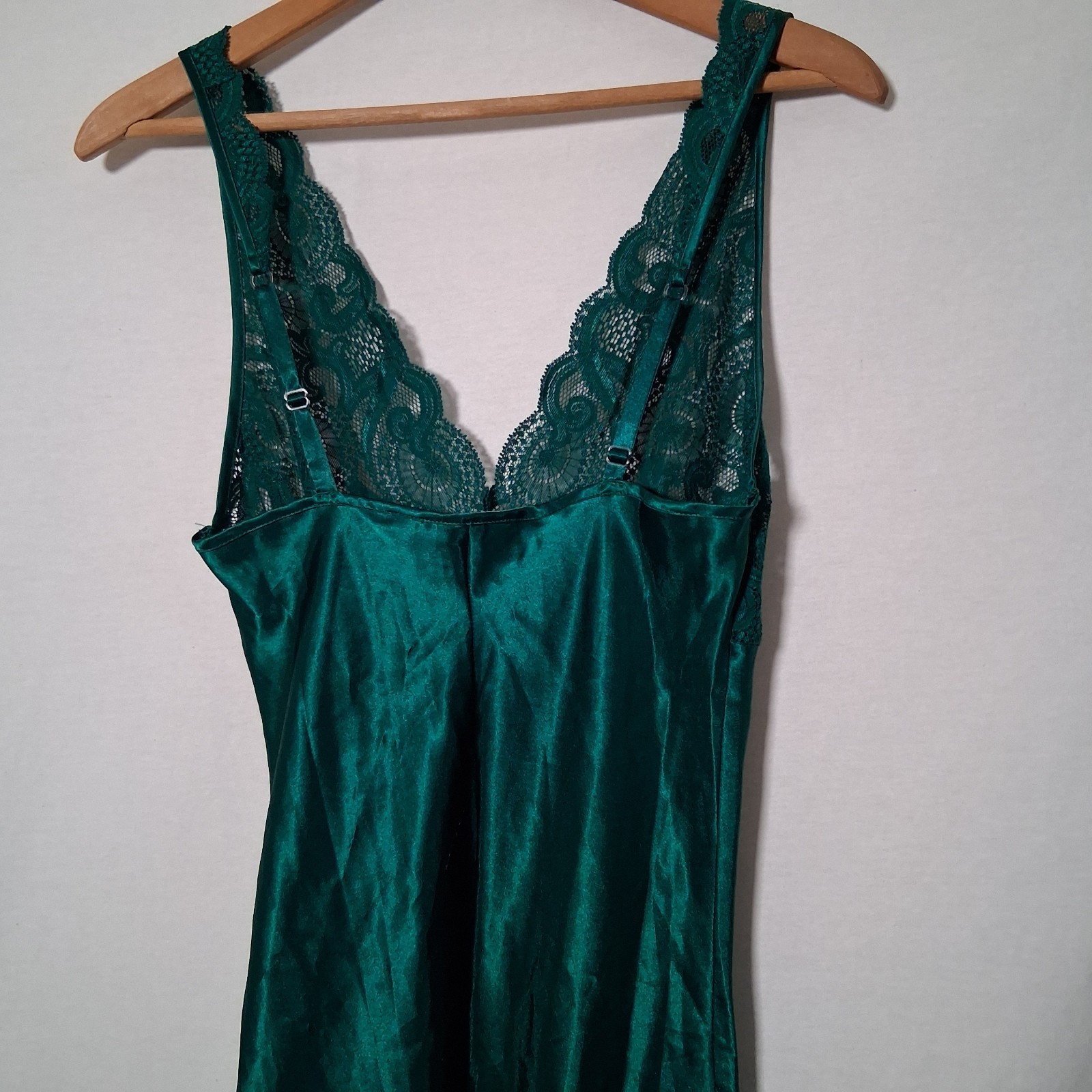 Vintage 1990s Victorias Secret Nightgown Small Emerald Green Lace Satin Intimate