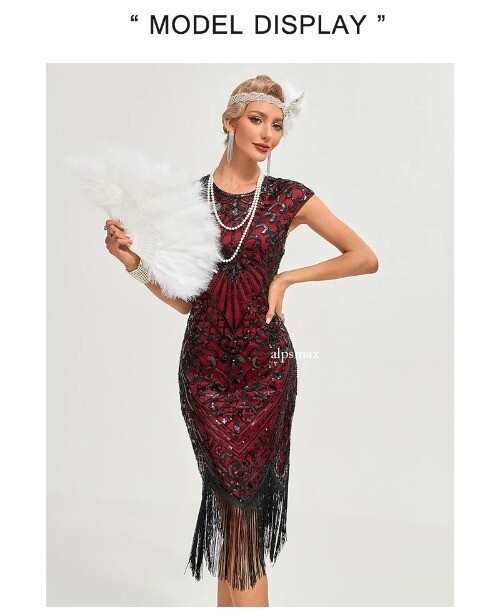 30S Flapper Dresses 1920s Vintage Dress Summer Fringe Beaded Great Gatsby Party