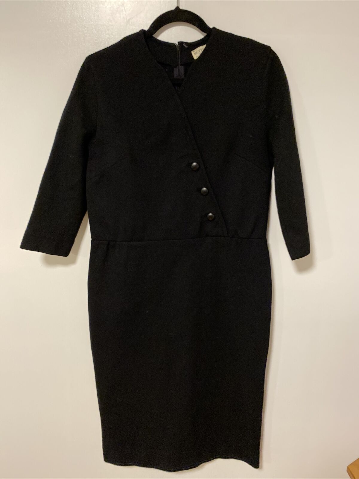 Vintage Butte Knit Black 100% Pure Wool Dress Classic Long Sleeve Medium, 6/8?