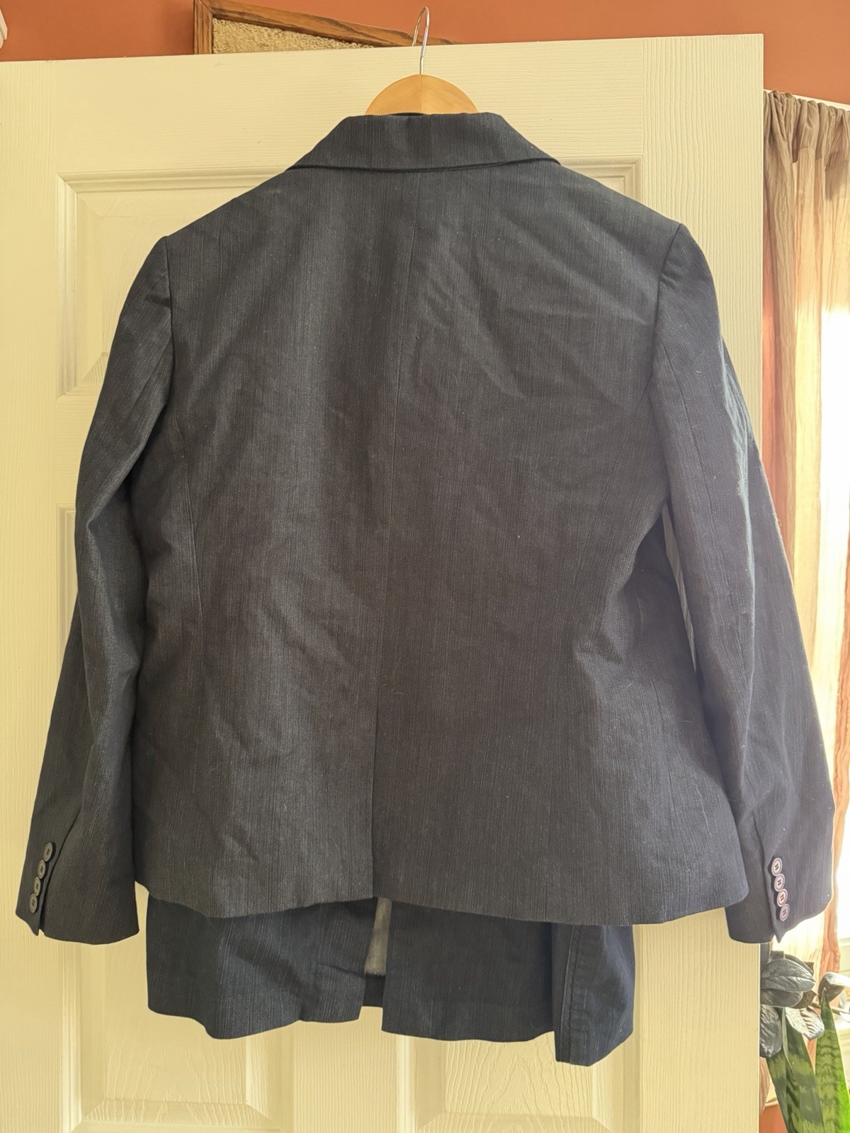 Vintage 3 Piece Denim Blue Skirt Suit 16 New York And Company Vest Skirt Blazer