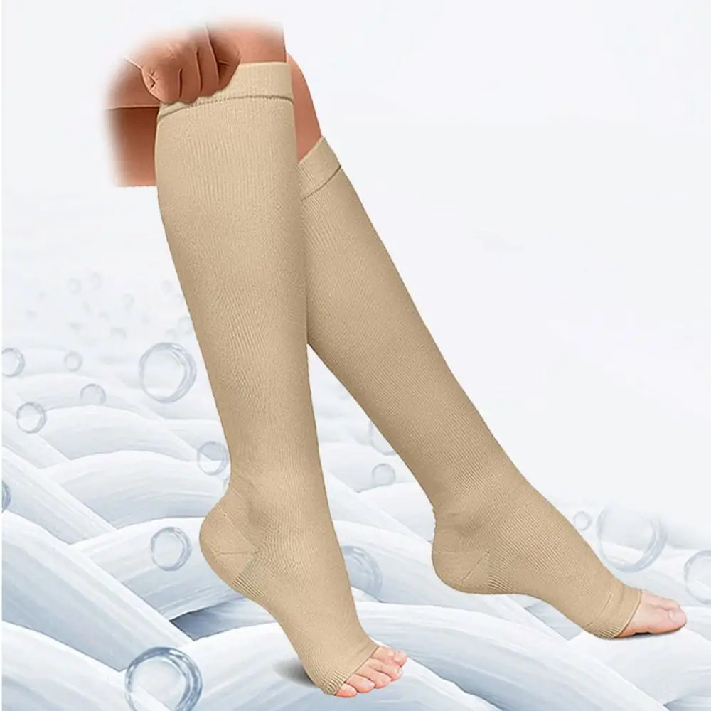 Medical Compression Socks Flexible Open Toe Black Sports Compression Socks Knee