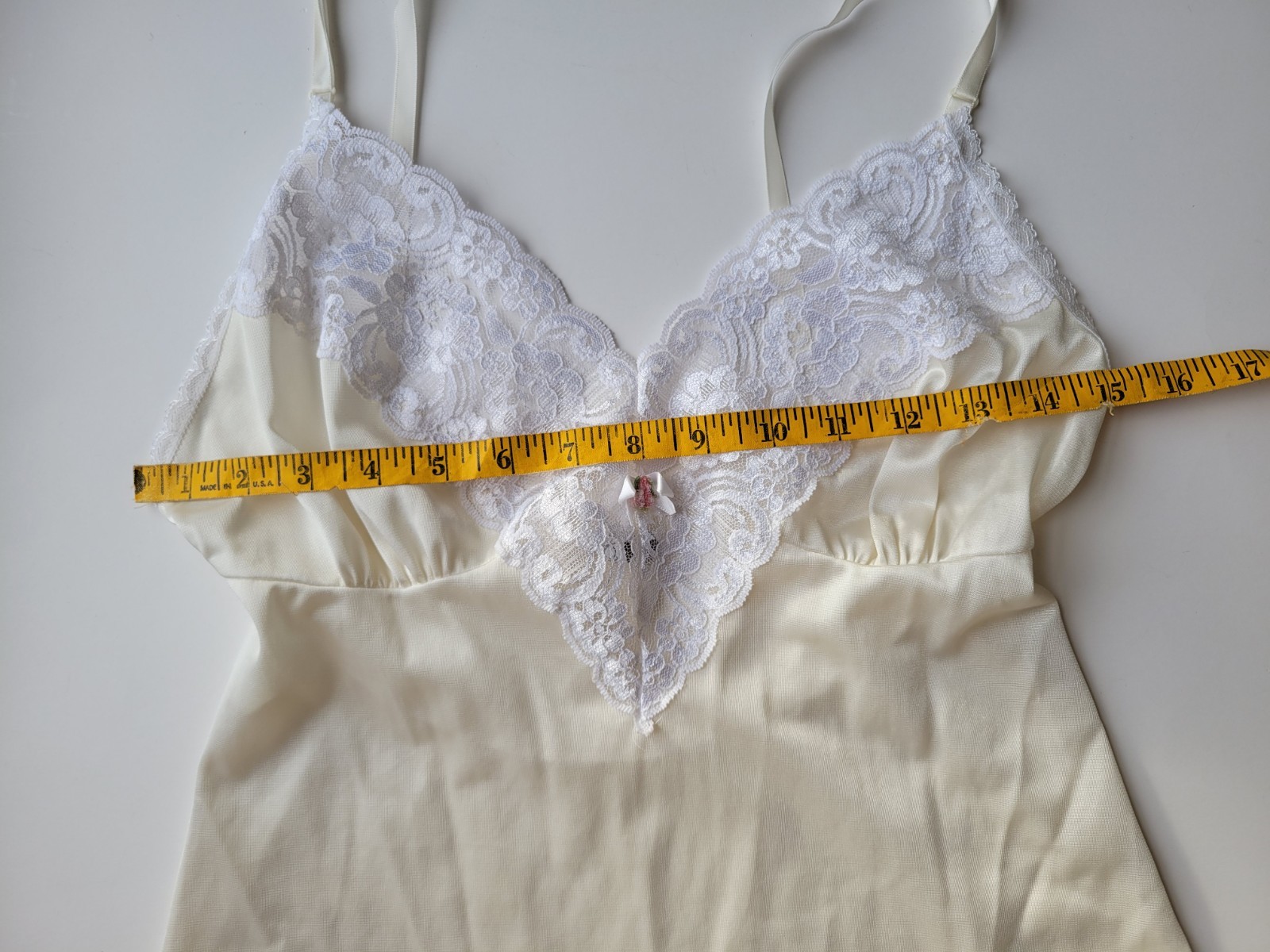 VTG Ashley Taylor Nylon Lace Trim Cami White Off White SM