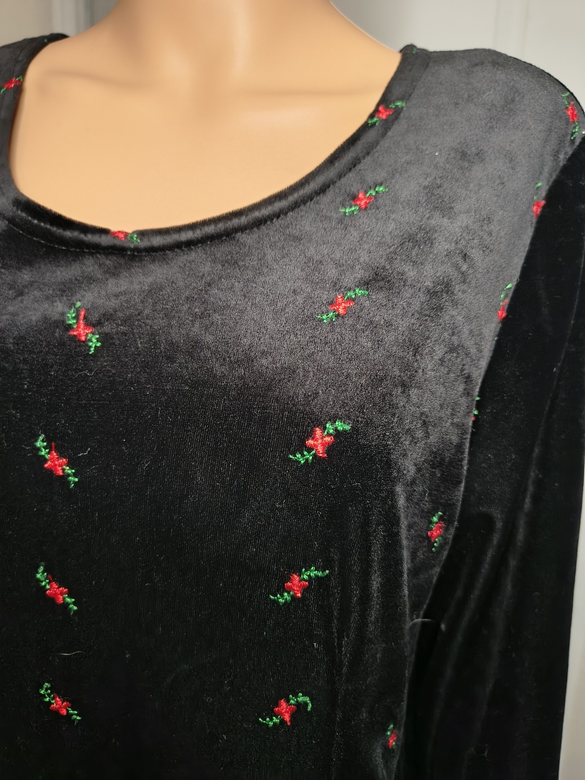 Vintage Cottagecore Farmhouse Cabincore Holiday Velvet Dress Size Approx L -D29
