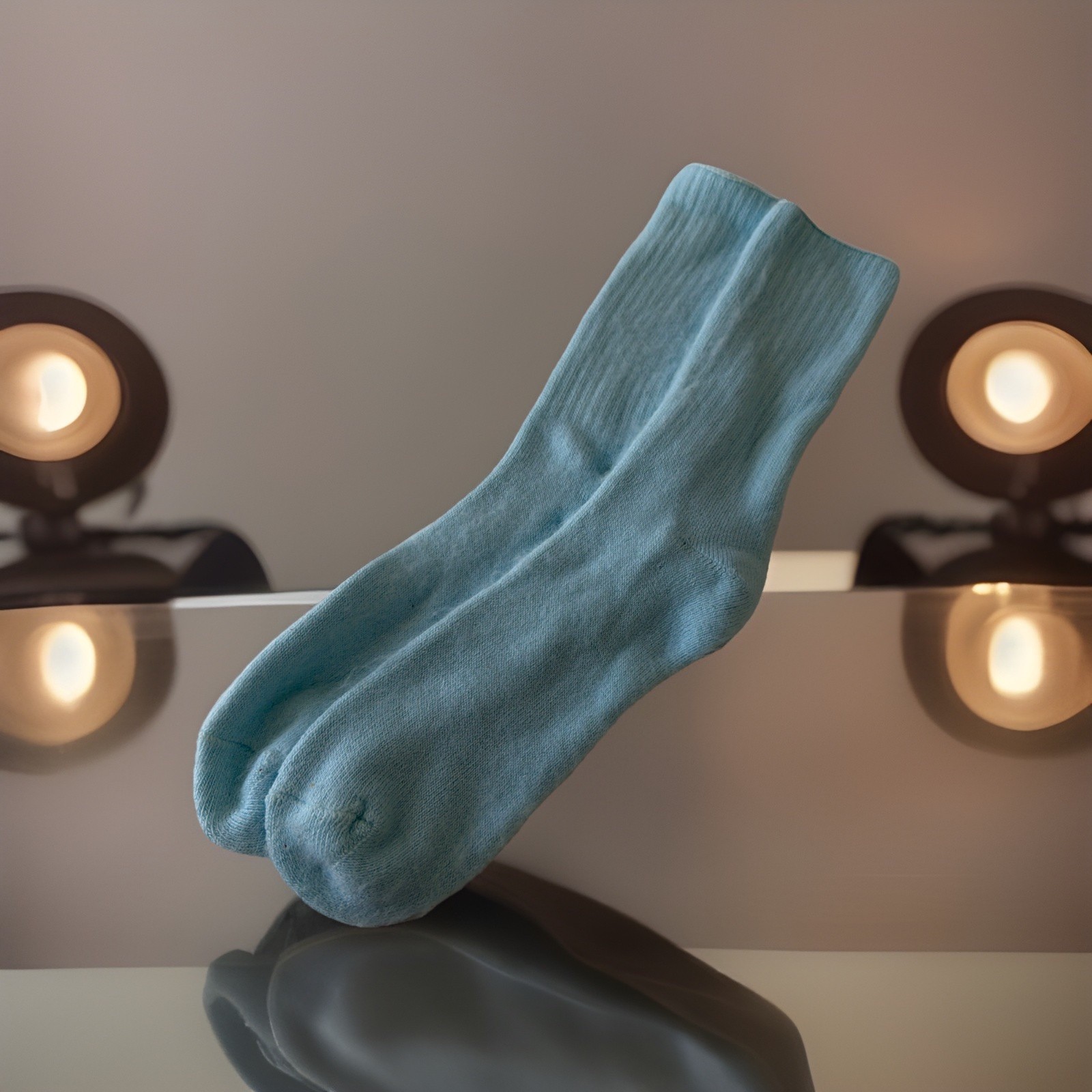 VTG Socks Women’s Crew Baby Blue Acrylic Blend 90s 9-11 USA Made Soft Fuzzy.