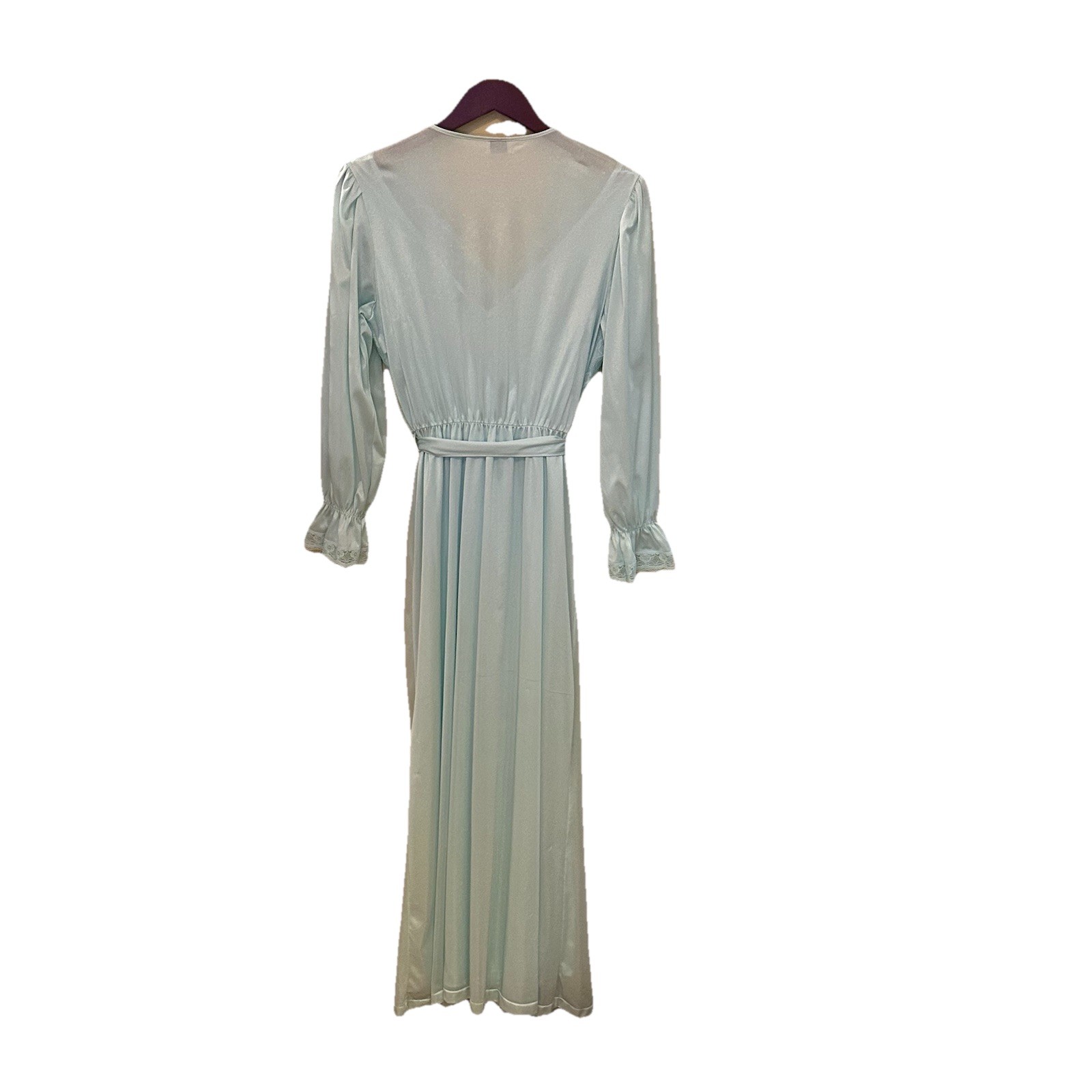 VTG Soft Moments Peignoir Set Blue Lace Robe & Nightgown Large USA Honeymoon