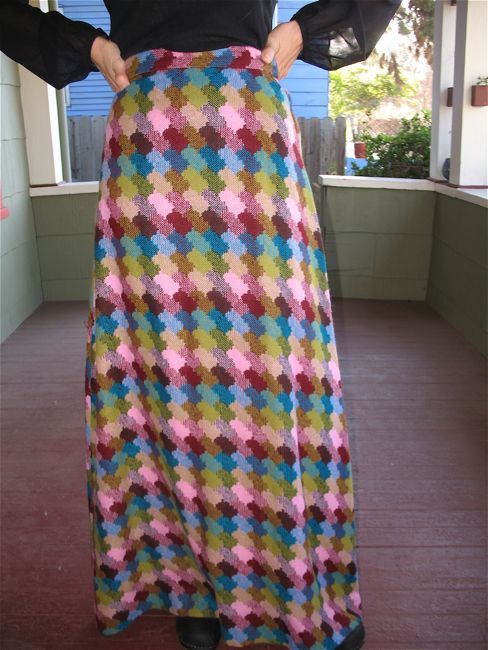 VINTAGE OP ART GRAPHIC MOD PSYCHEDELIC RAINBOW SKIRT Sm