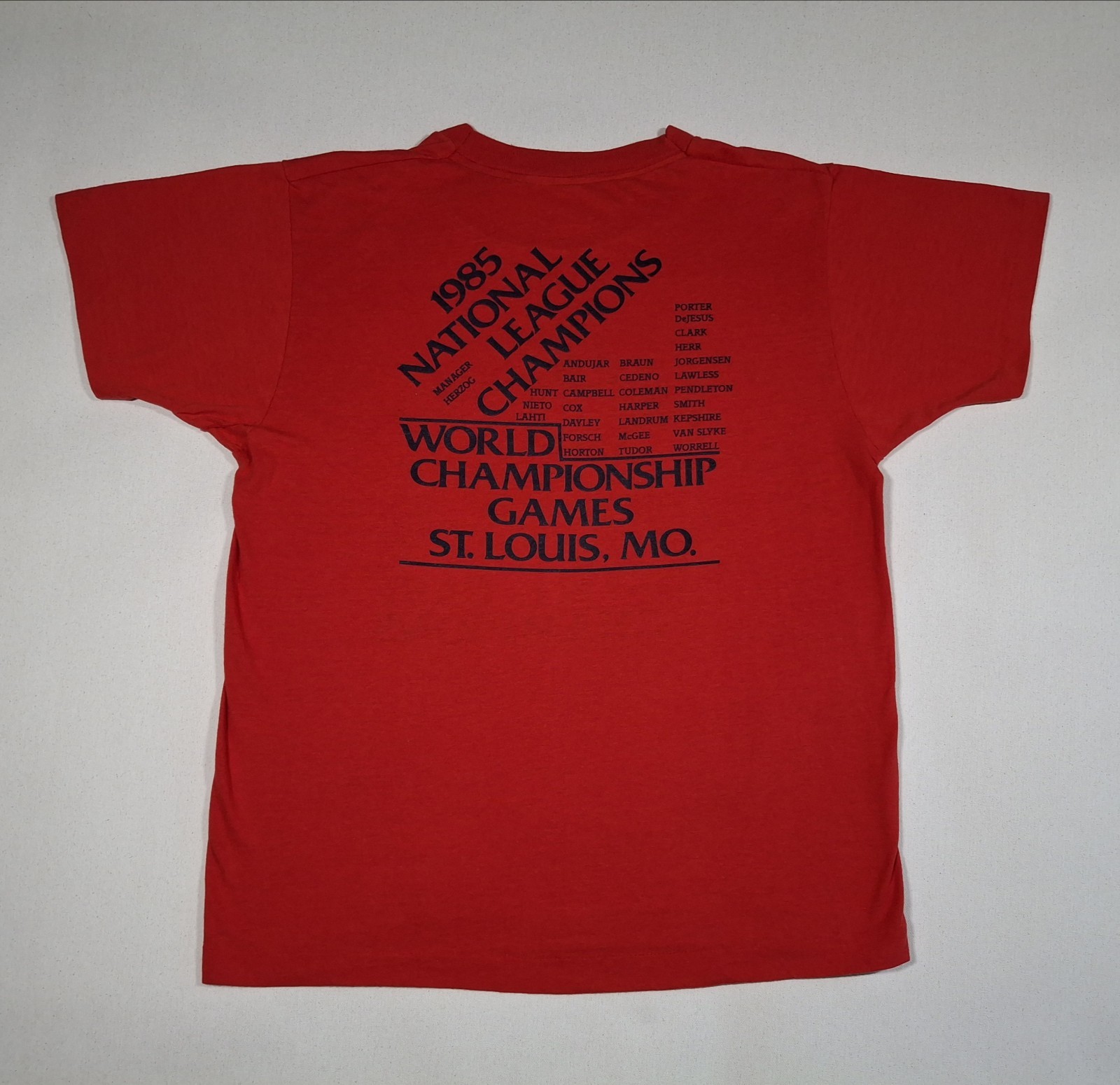 Vintage 1985 St Louis Cardinals NL East Champions Screen Stars Women’s L T-Shirt