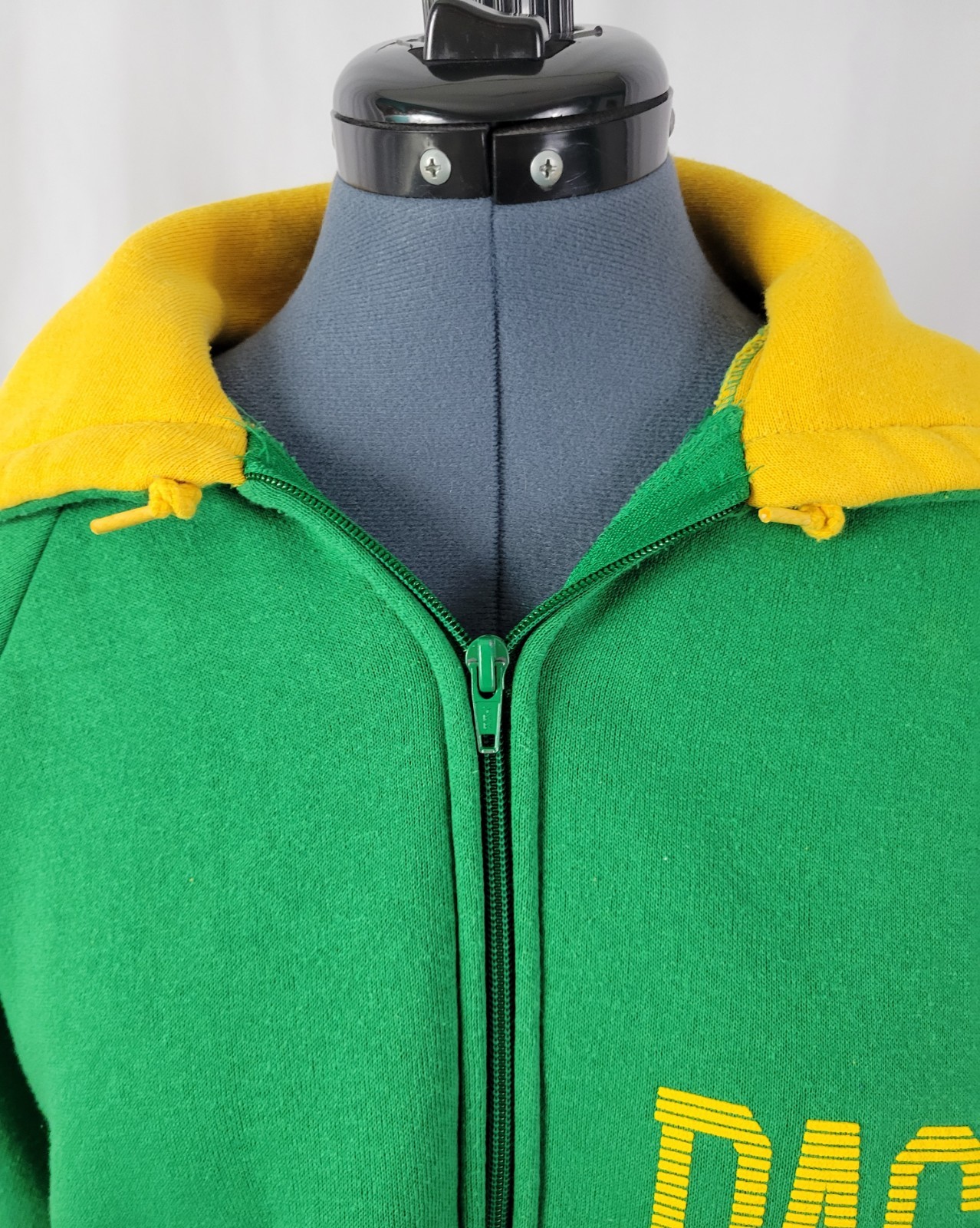 Vtg Pro Star Sports Green & Gold Packers Zip Up Hoodie Size Youth XL (Adult SM)