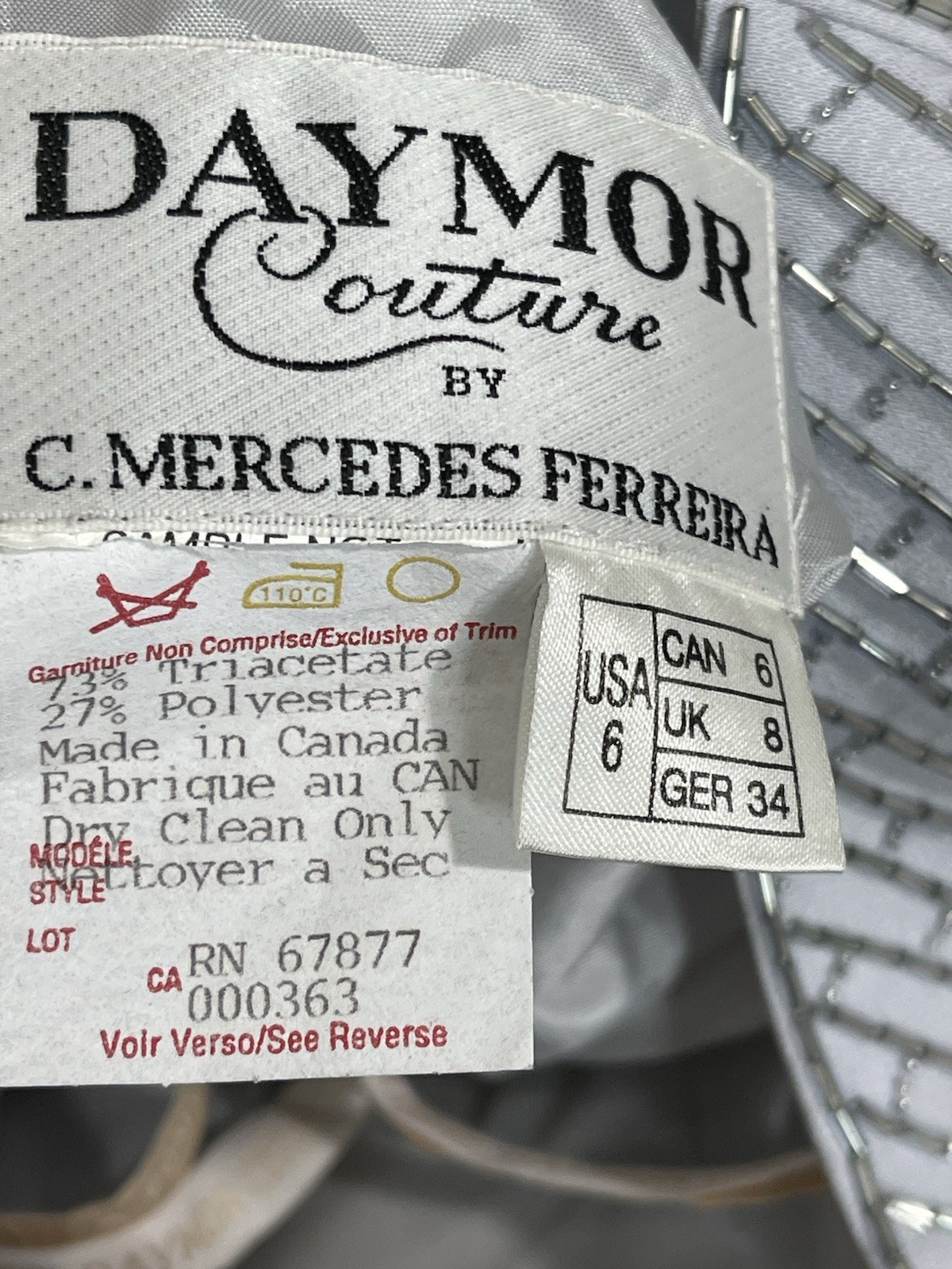 Vintage DAYMOR Couture By Mercedes Ferreira Beaded Evening Gown Sz 6